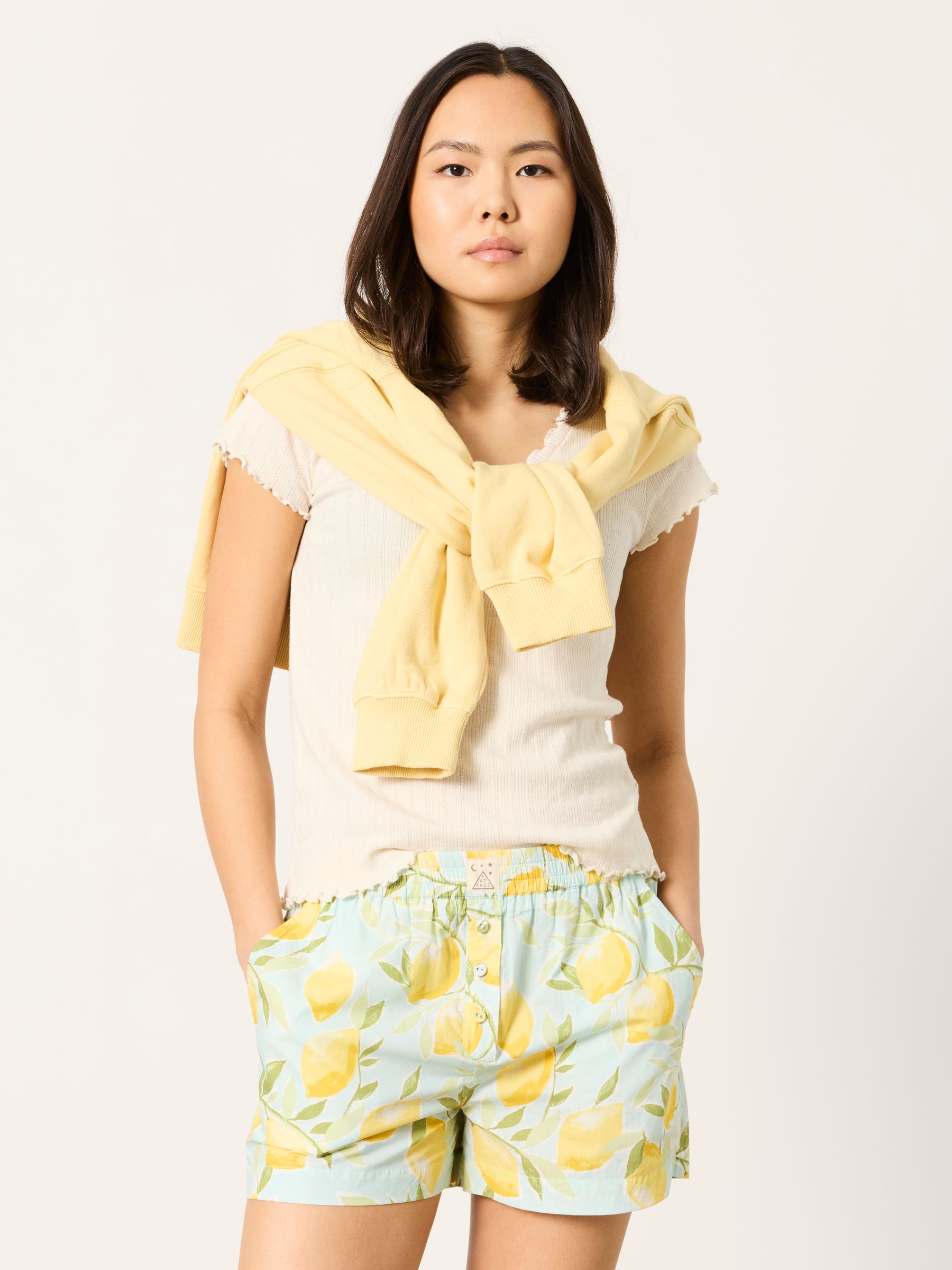 Blue Lemons and Stripes 2 Pack Pyjama Shorts - Image 6 of 8