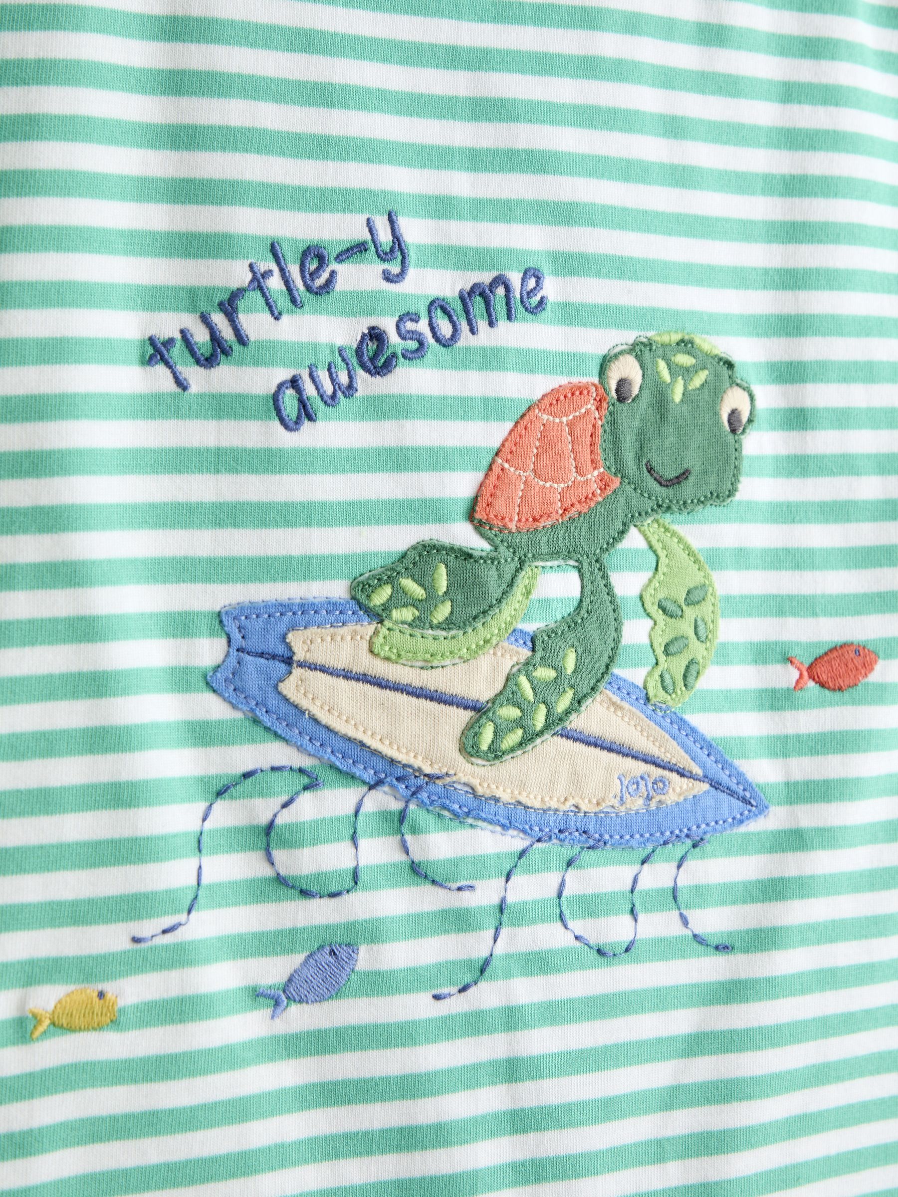 Teal Green Turtle Applique Romper - Image 3 of 3