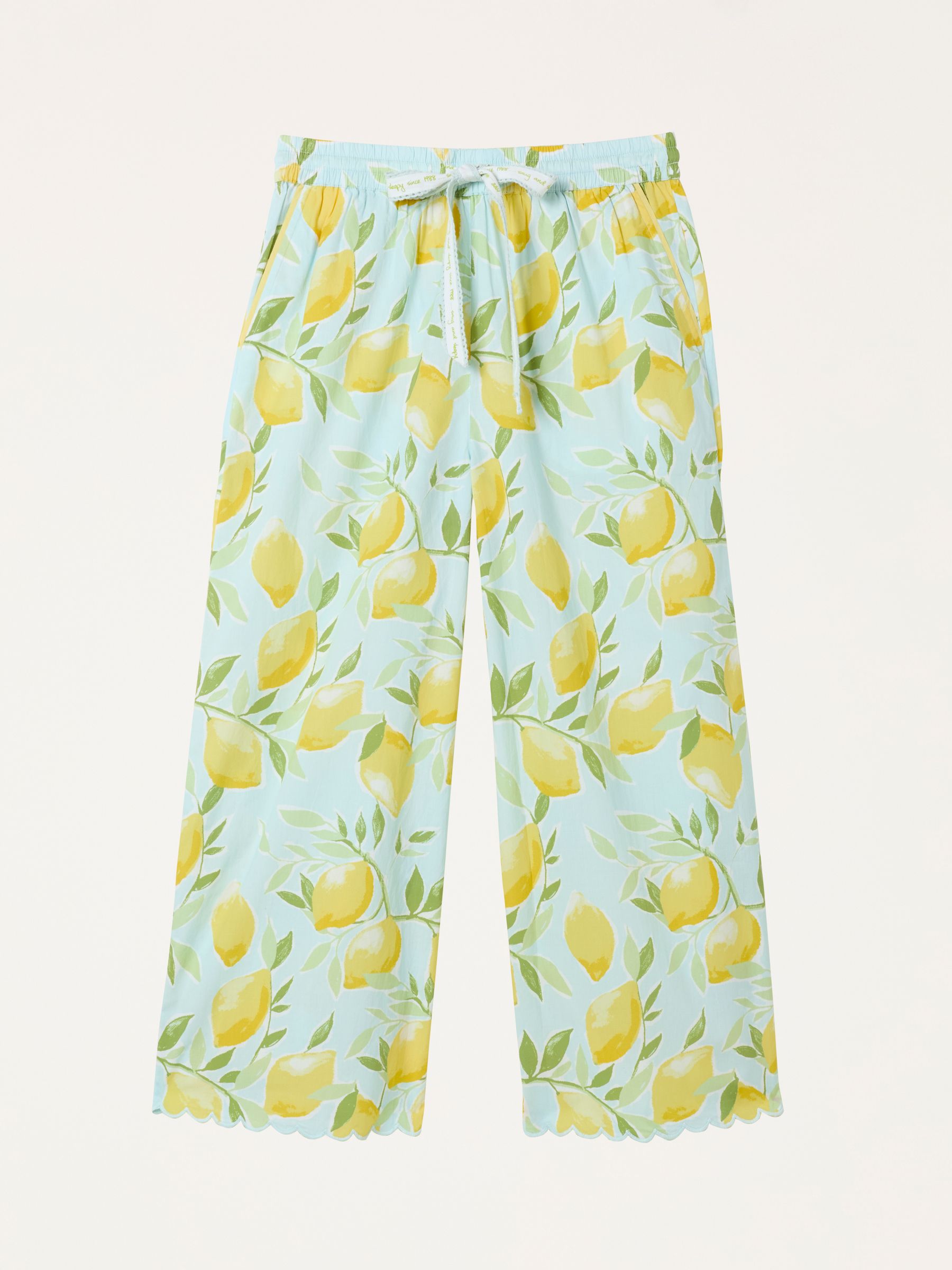 Lola Blue Lemons Crop Wide Leg Pyjama Bottoms - Image 1 of 1