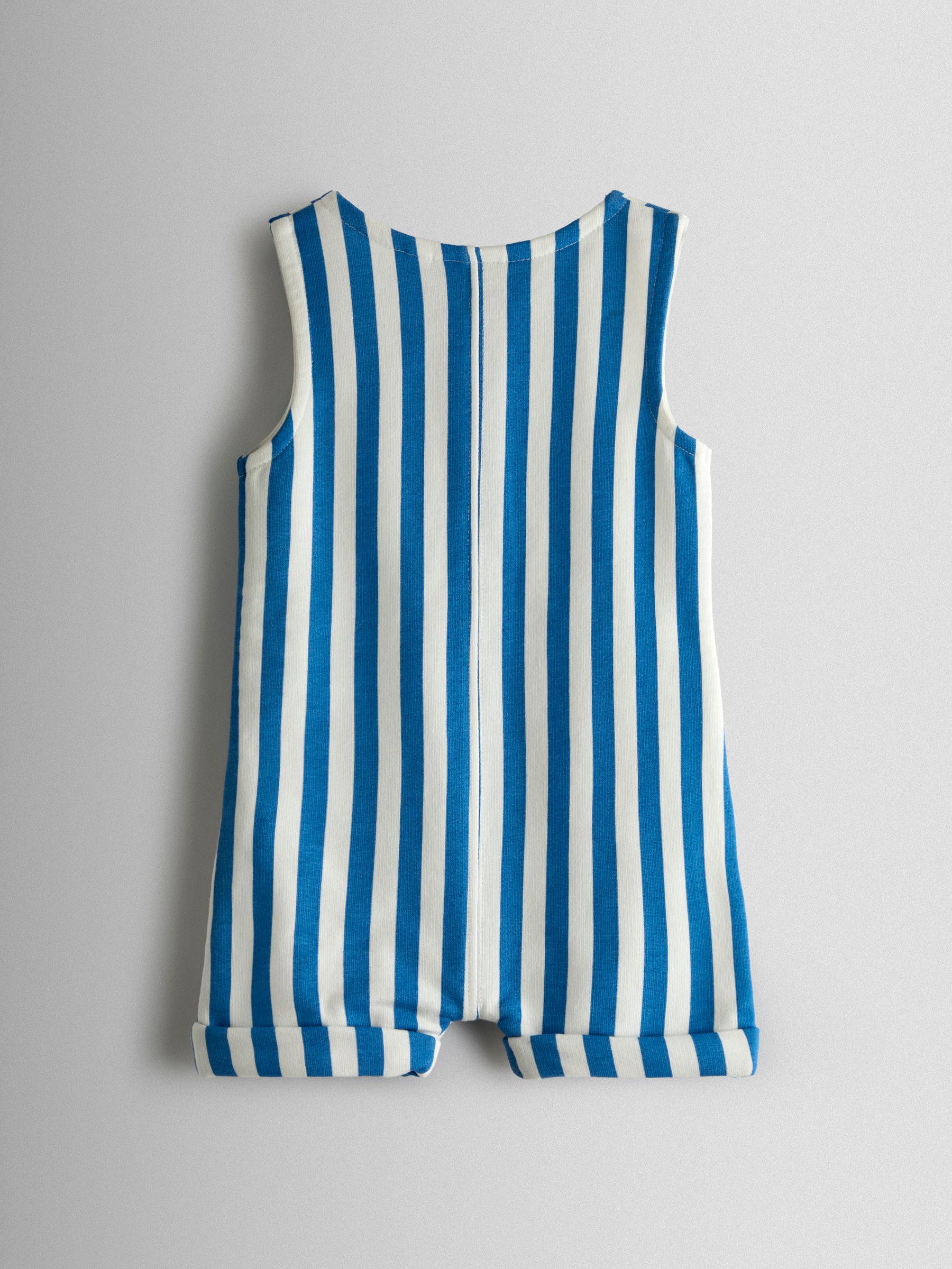 Blue Stripe Crab Applique Button Through Romper - Image 2 of 3