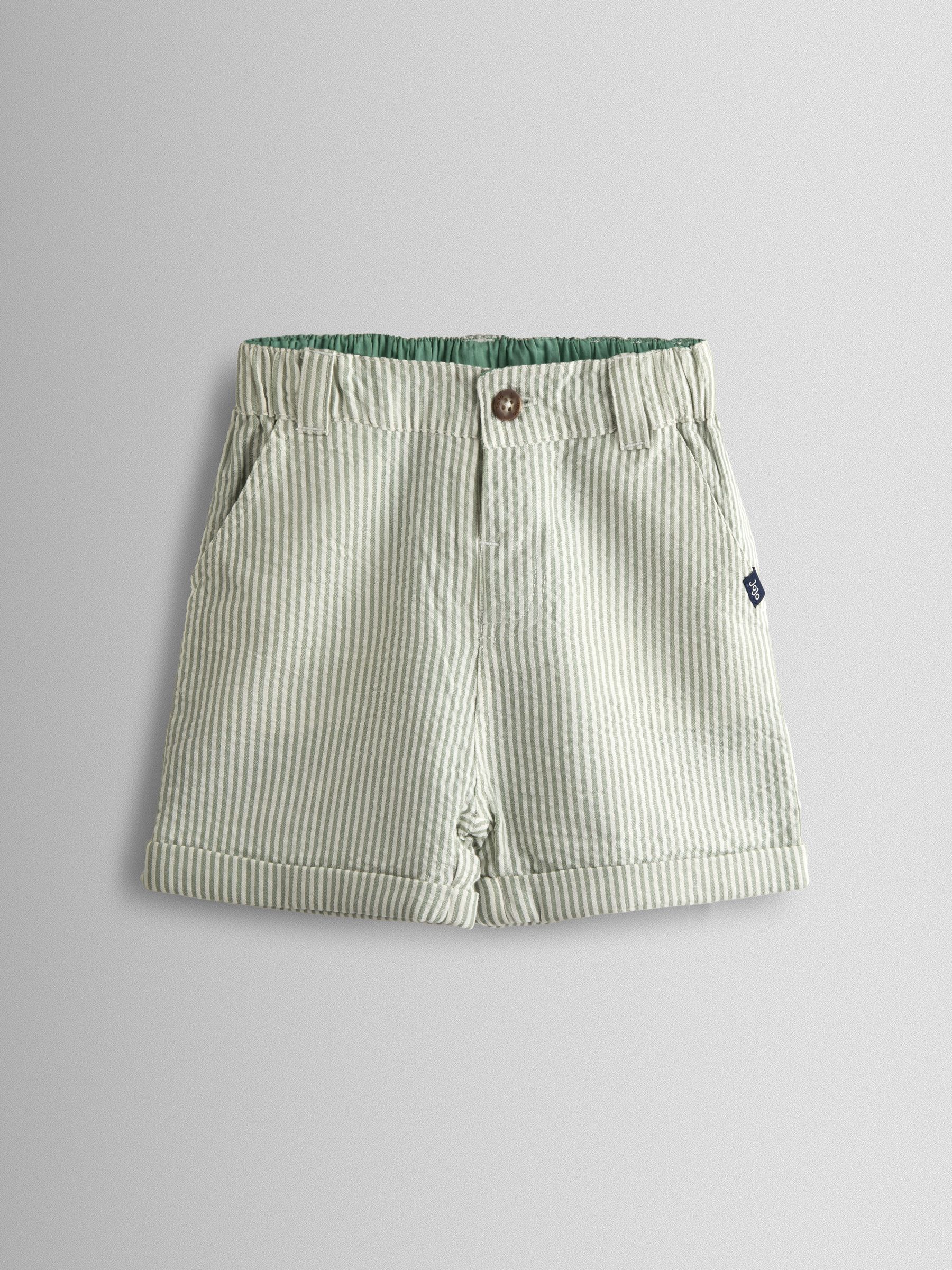 Khaki Green Seersucker Stripe Shorts - Image 1 of 4