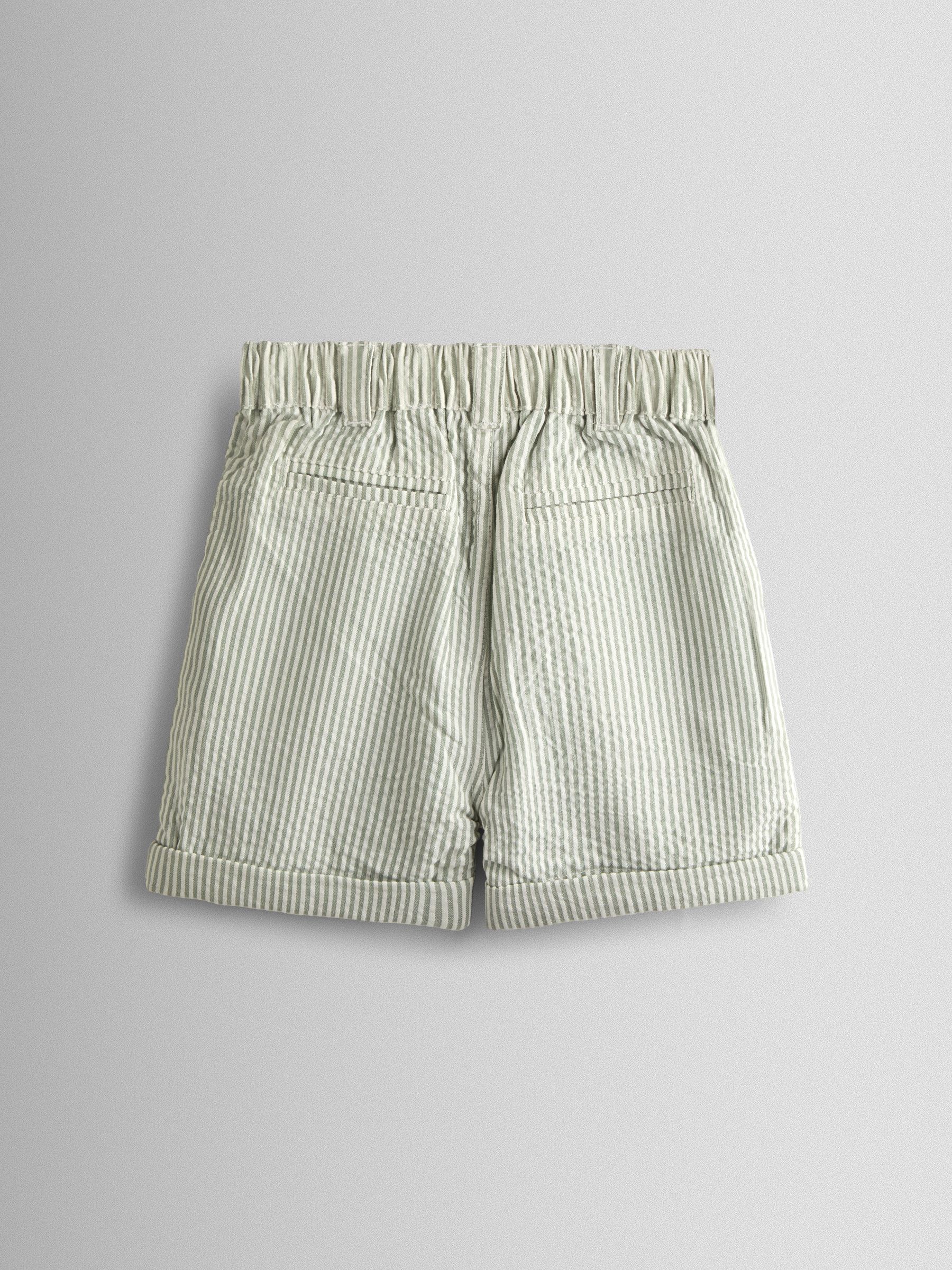 Khaki Green Seersucker Stripe Shorts - Image 2 of 4