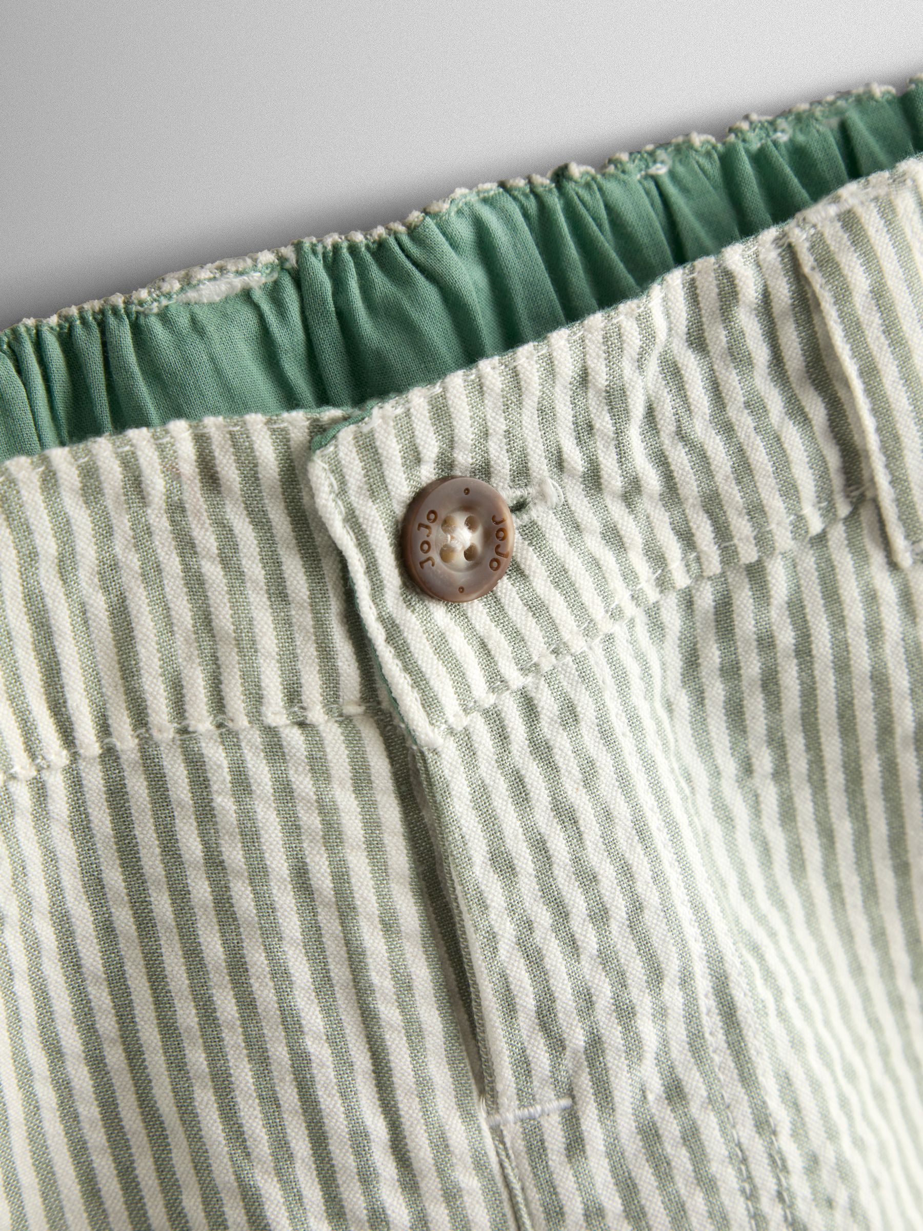 Khaki Green Seersucker Stripe Shorts - Image 3 of 4