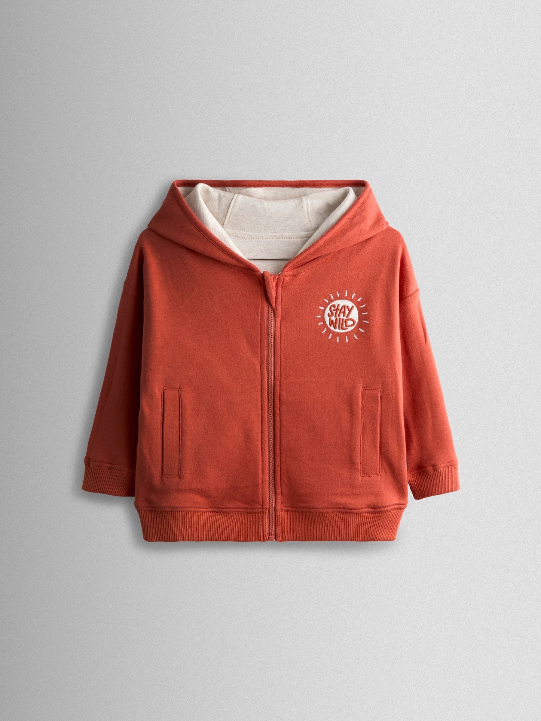 Rust Orange Safari Colour Block Reversible Hoodie - Image 4 of 9