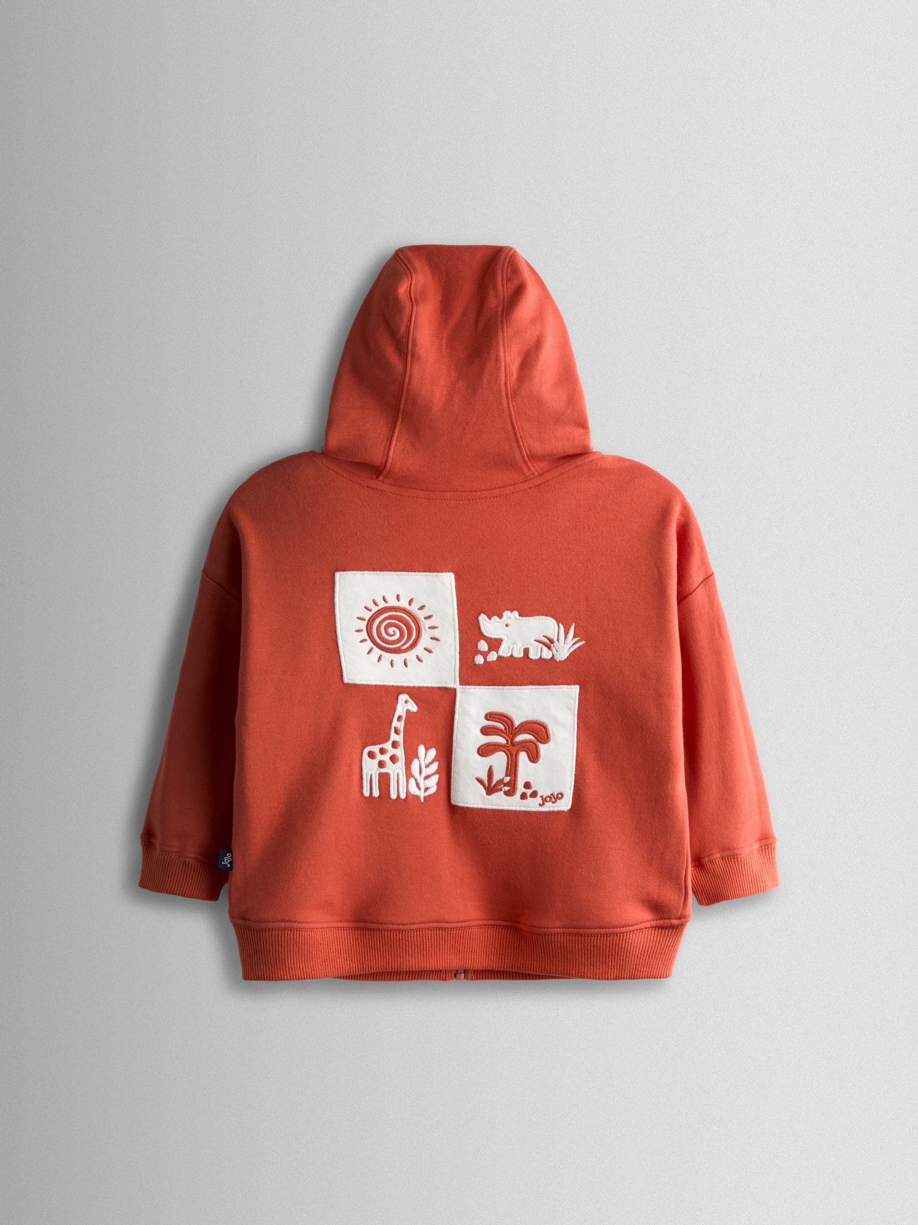 Rust Orange Safari Colour Block Reversible Hoodie - Image 5 of 9