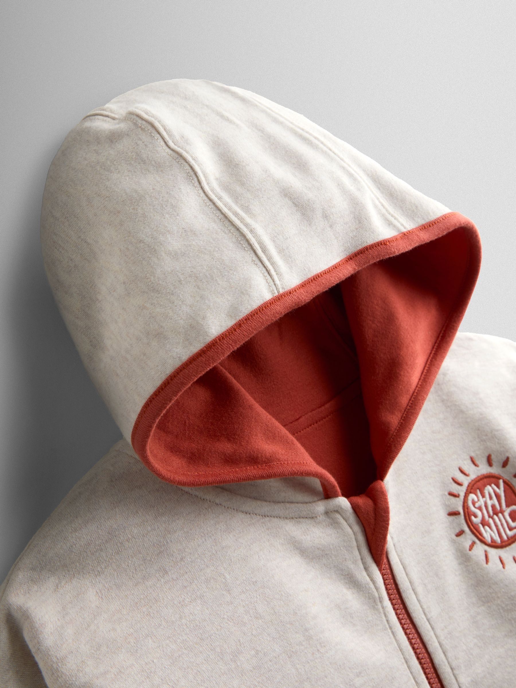 Rust Orange Safari Colour Block Reversible Hoodie - Image 6 of 9