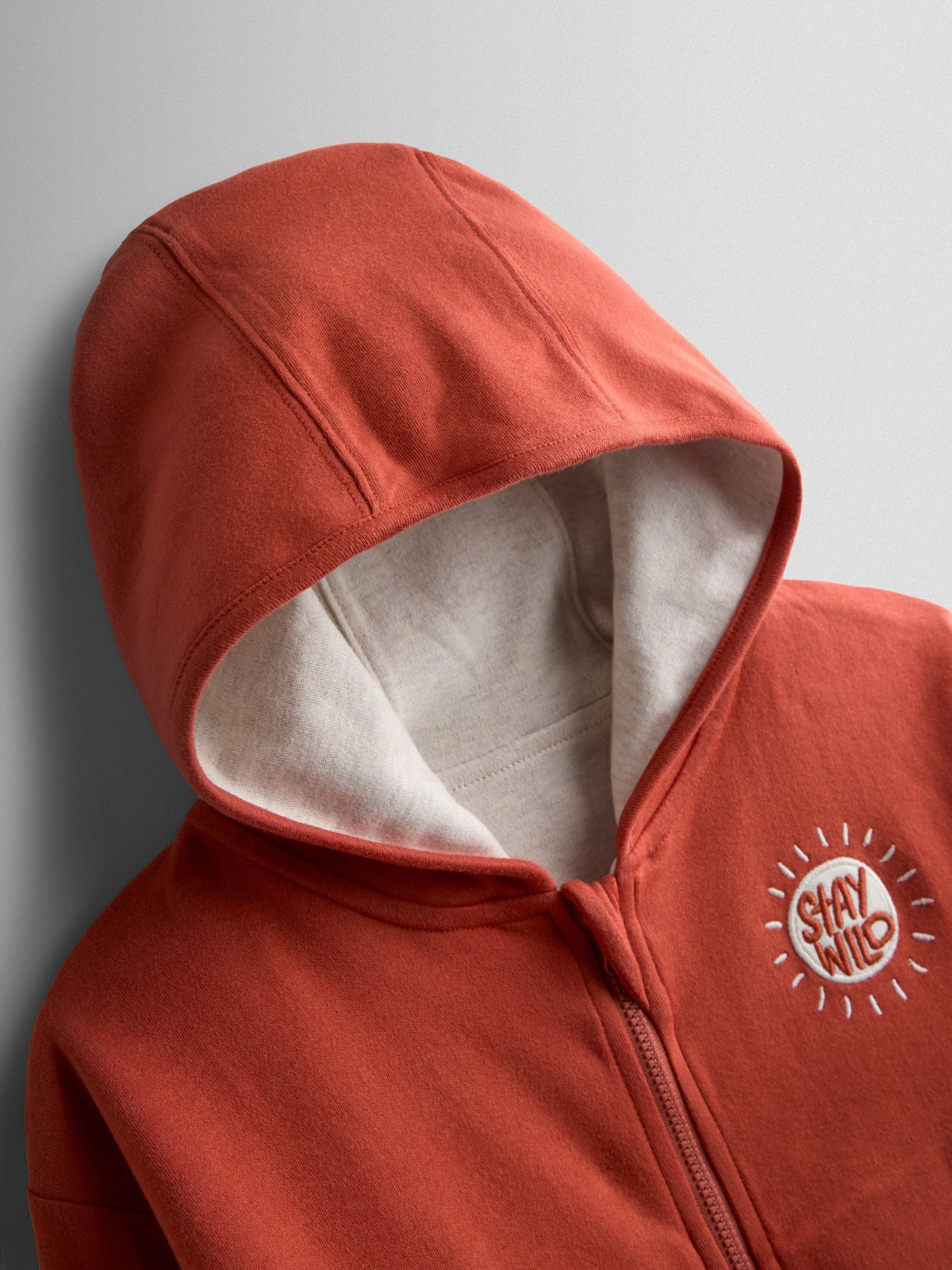 Rust Orange Safari Colour Block Reversible Hoodie - Image 7 of 9