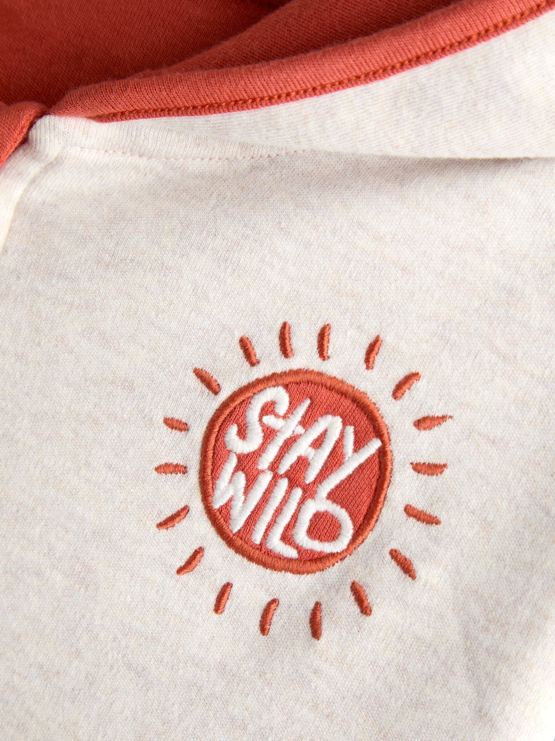 Rust Orange Safari Colour Block Reversible Hoodie - Image 8 of 9