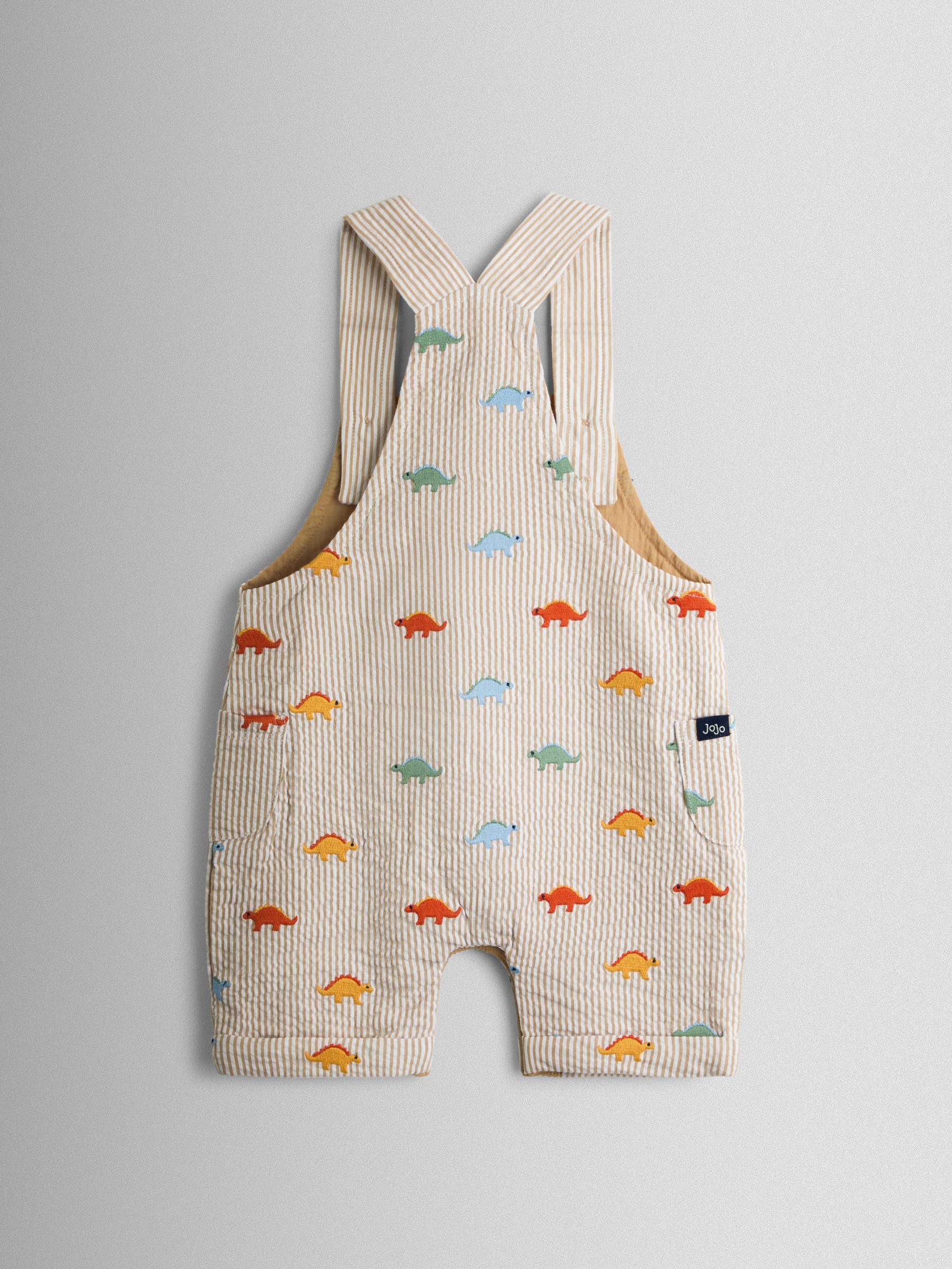 Natural Embroidered Gingham Dungarees - Image 2 of 3