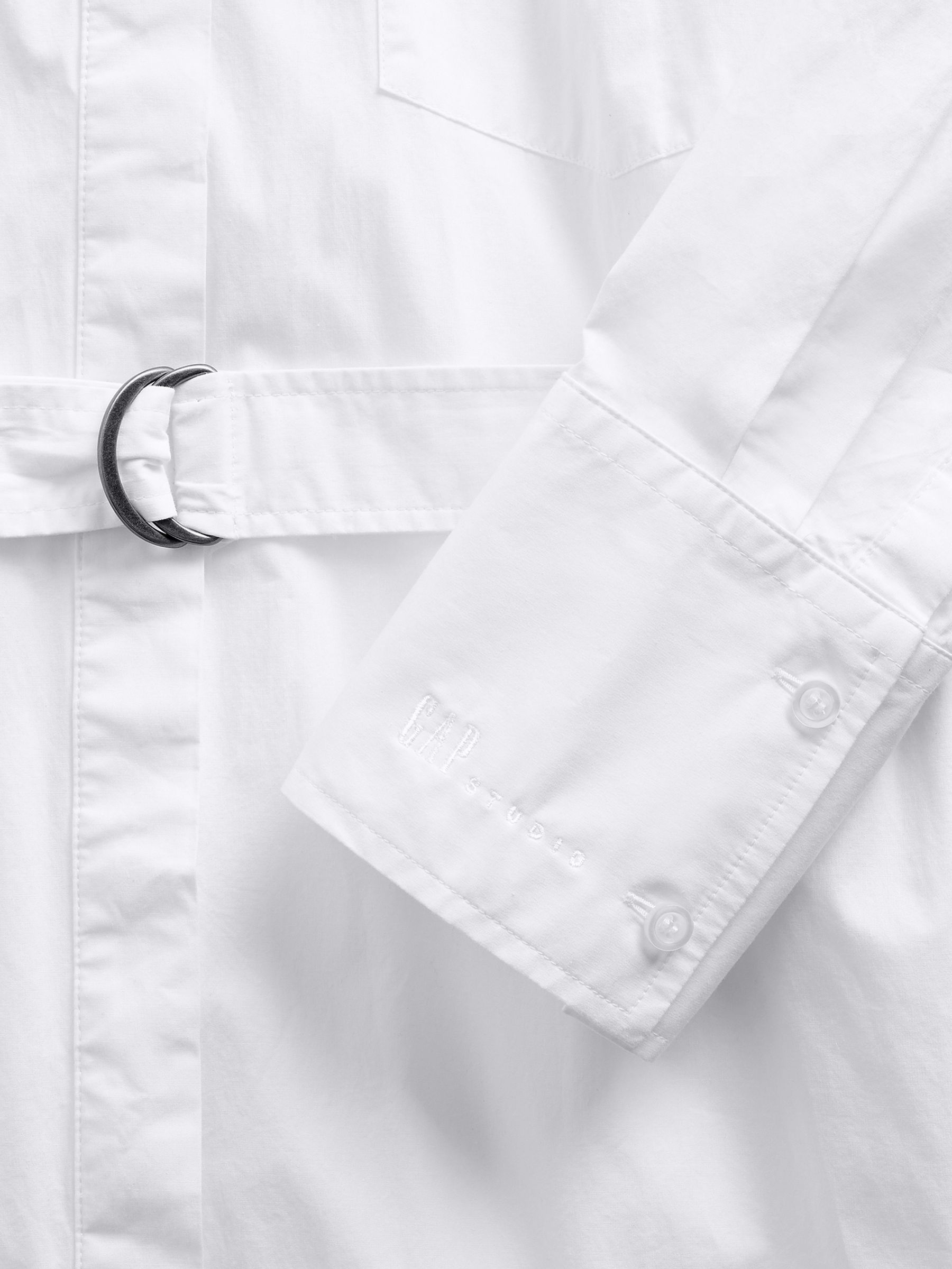 White Poplin Belted Maxi Shirt Dress - Image 4 of 4
