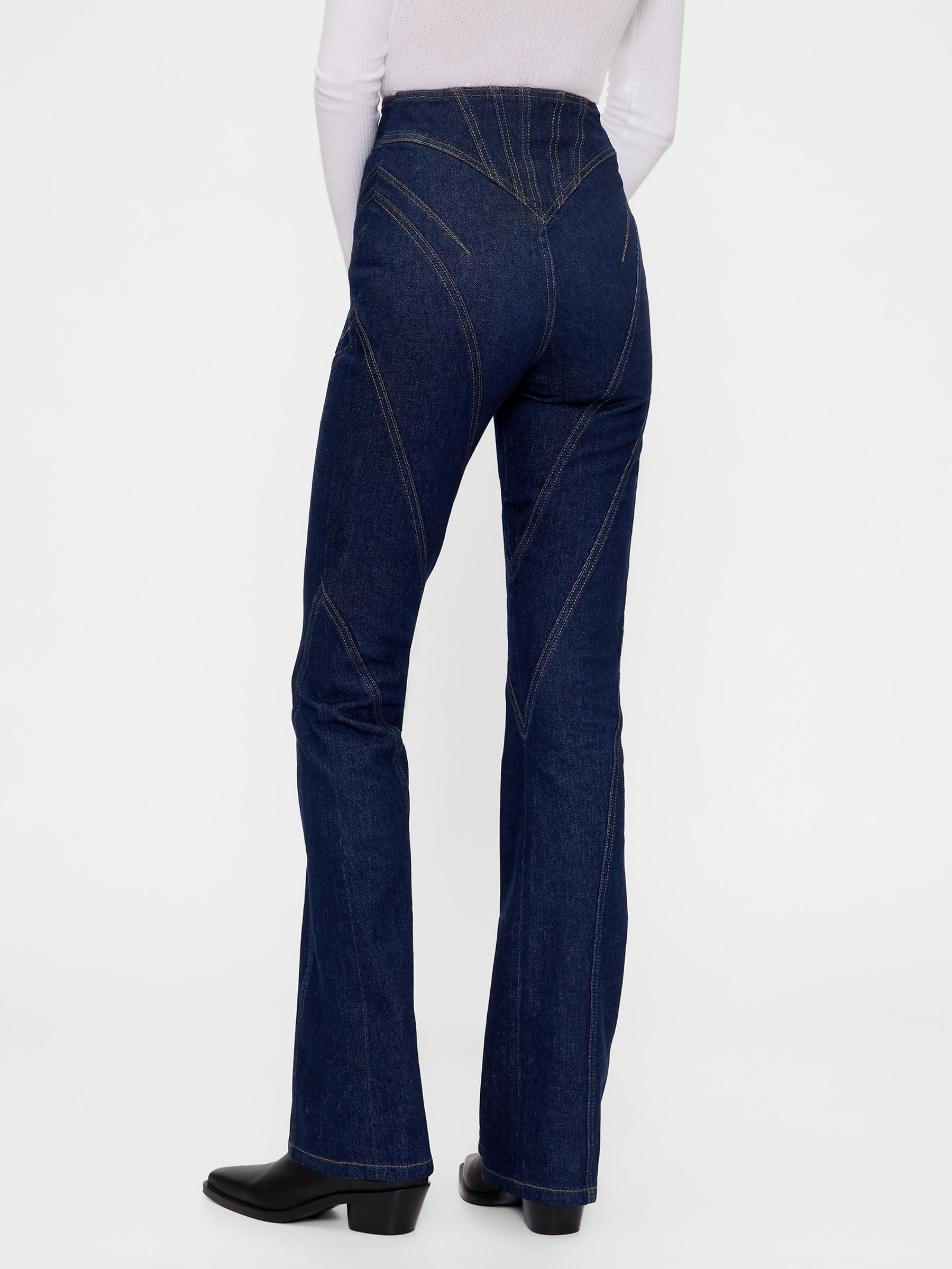 Dark Wash Blue High Waisted Seamed Bootcut Jeans - Image 2 of 4