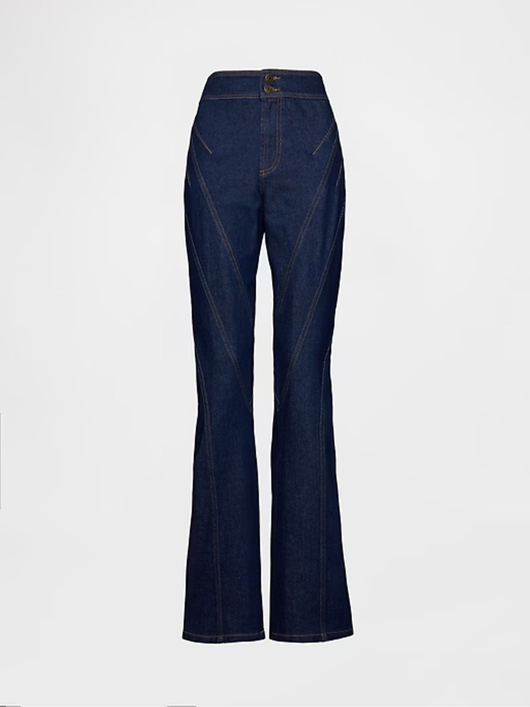 Dark Wash Blue High Waisted Seamed Bootcut Jeans - Image 6 of 7