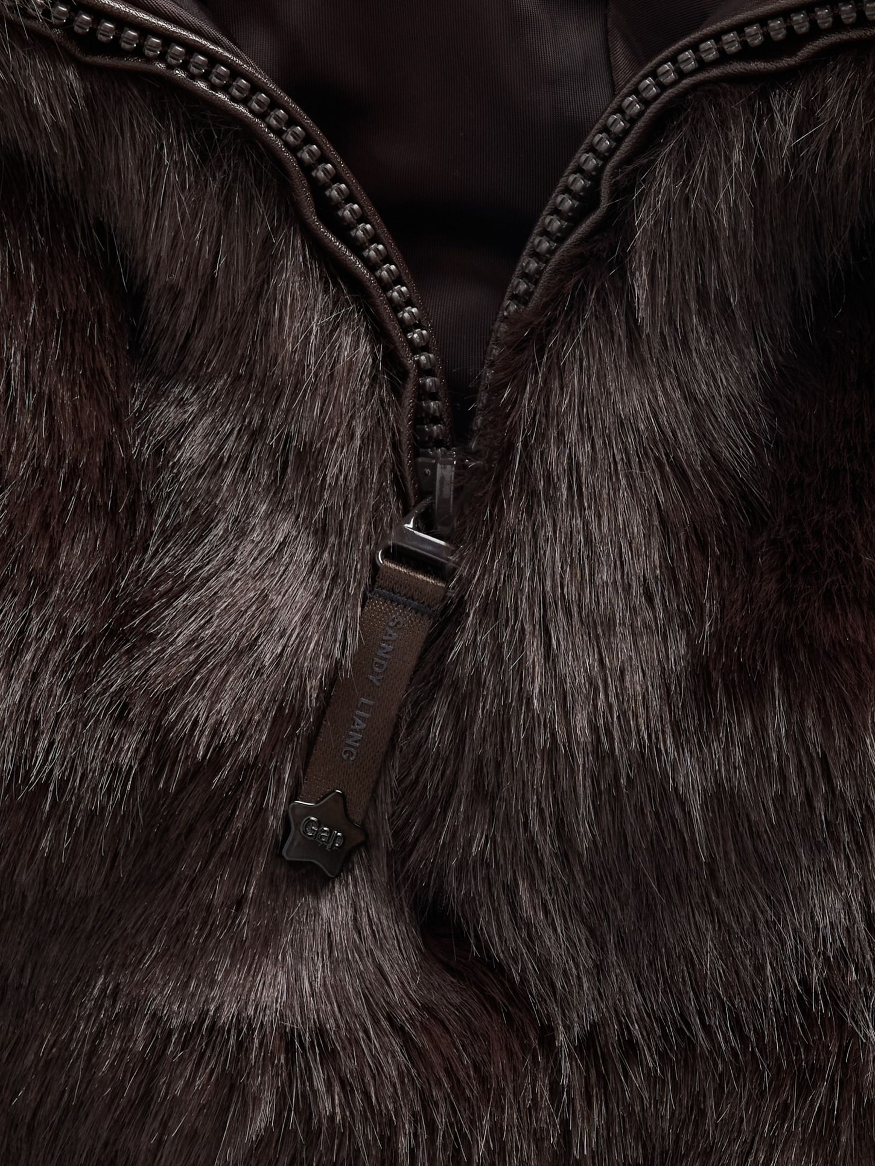 Brown Sandy Liang Vegan Fur Half-Zip Pullover Jacket - Image 4 of 4