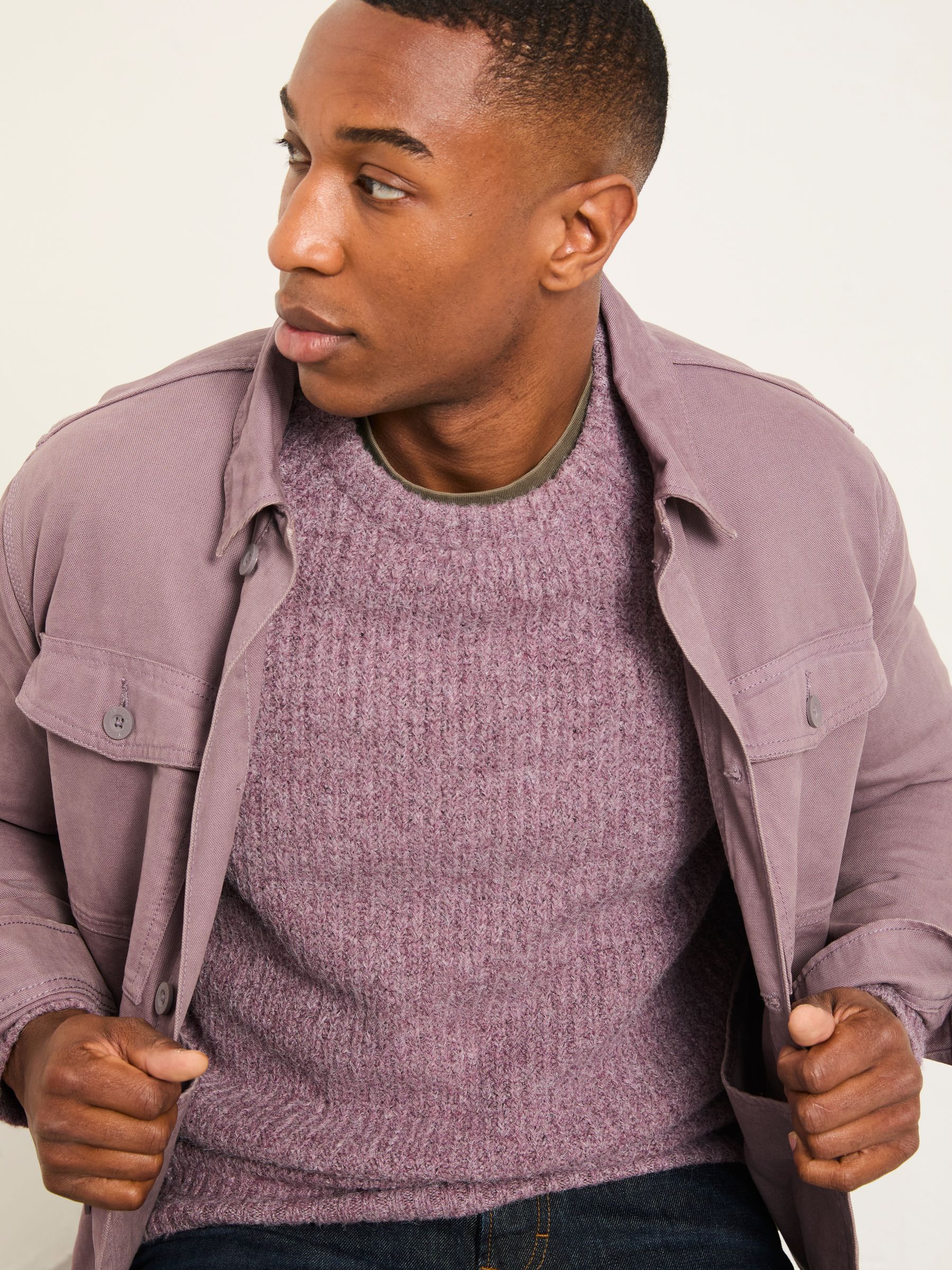 Sefton Purple Knitted Crew Neck Jumper - Image 1 of 4