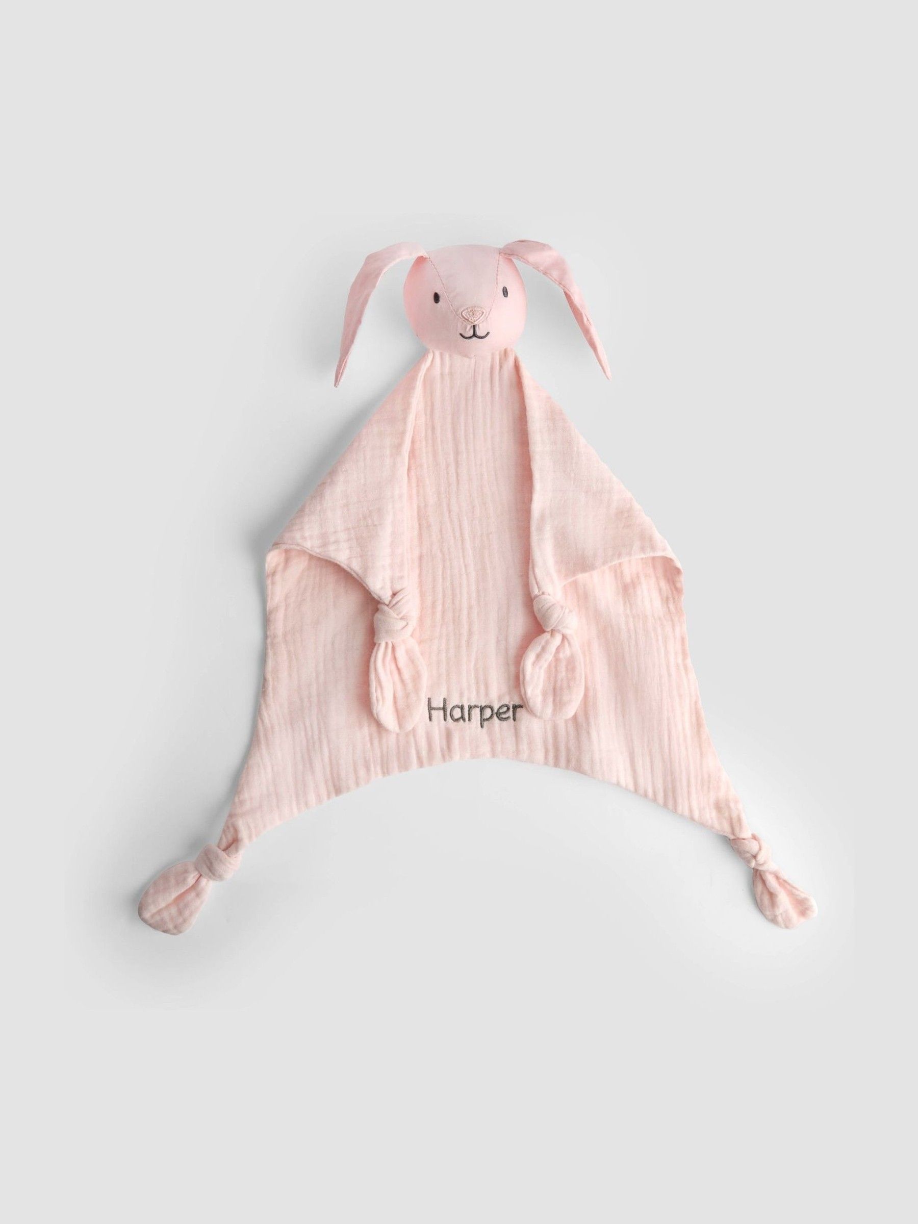Pink Bunny Personalised Muslin Comforter - Image 1 of 3