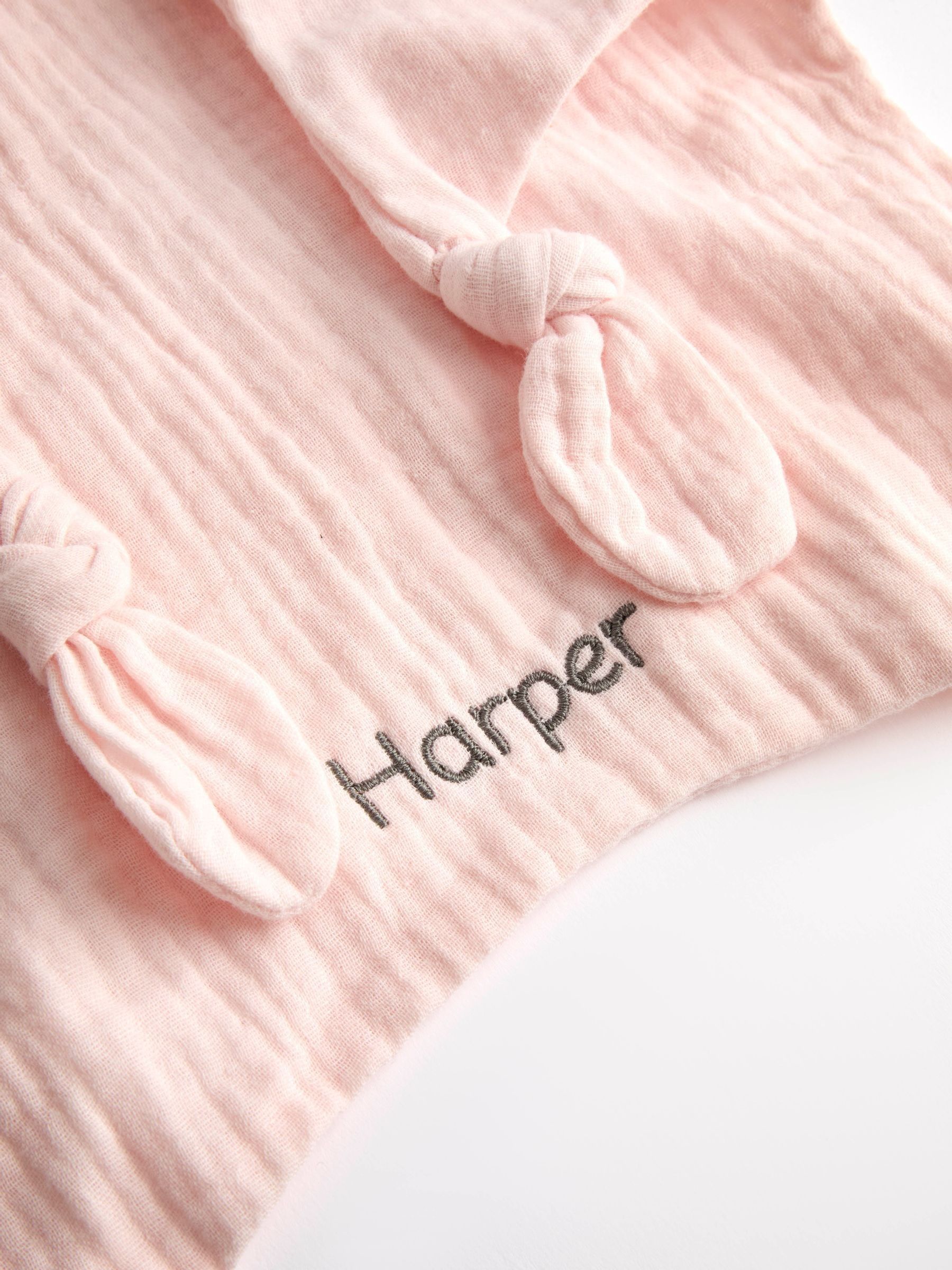 Pink Bunny Personalised Muslin Comforter - Image 3 of 3