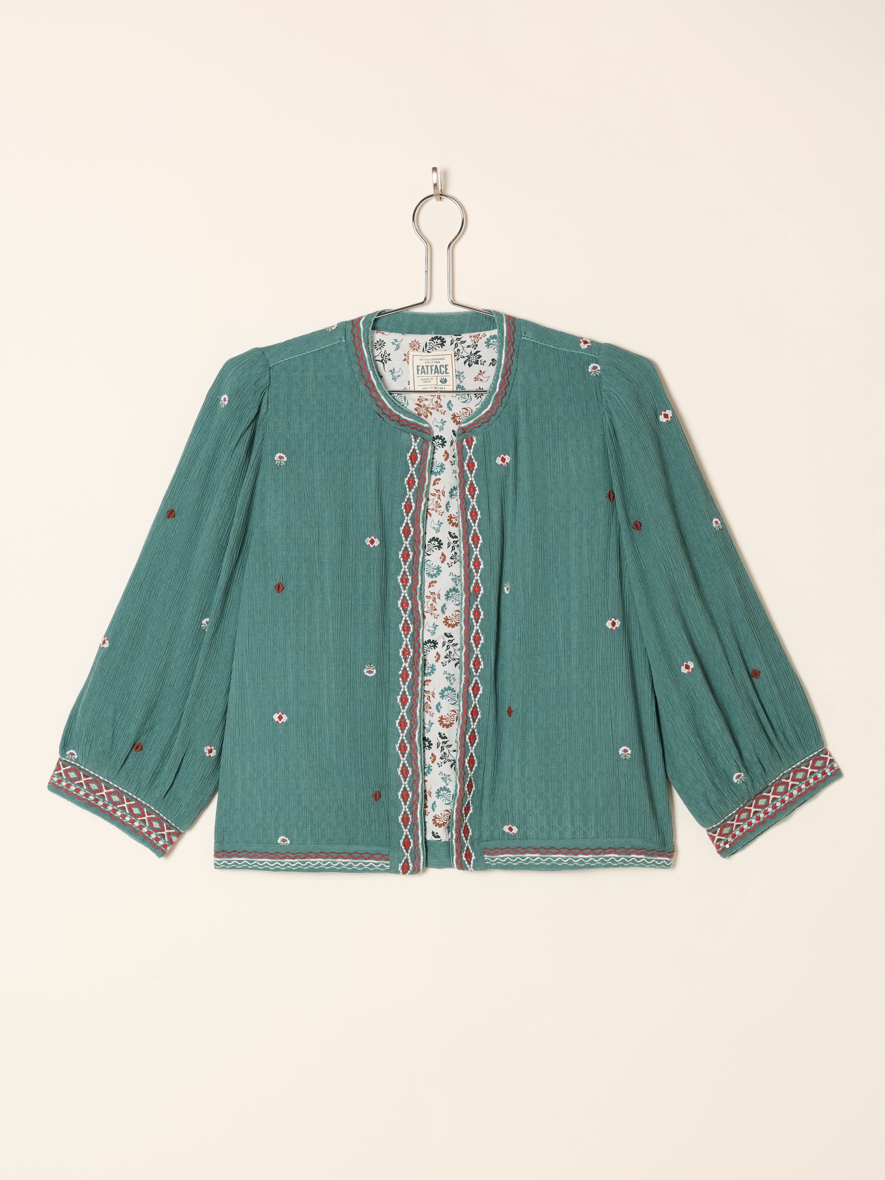 Zoe Teal Blue Embroidered Jacket - Image 6 of 6