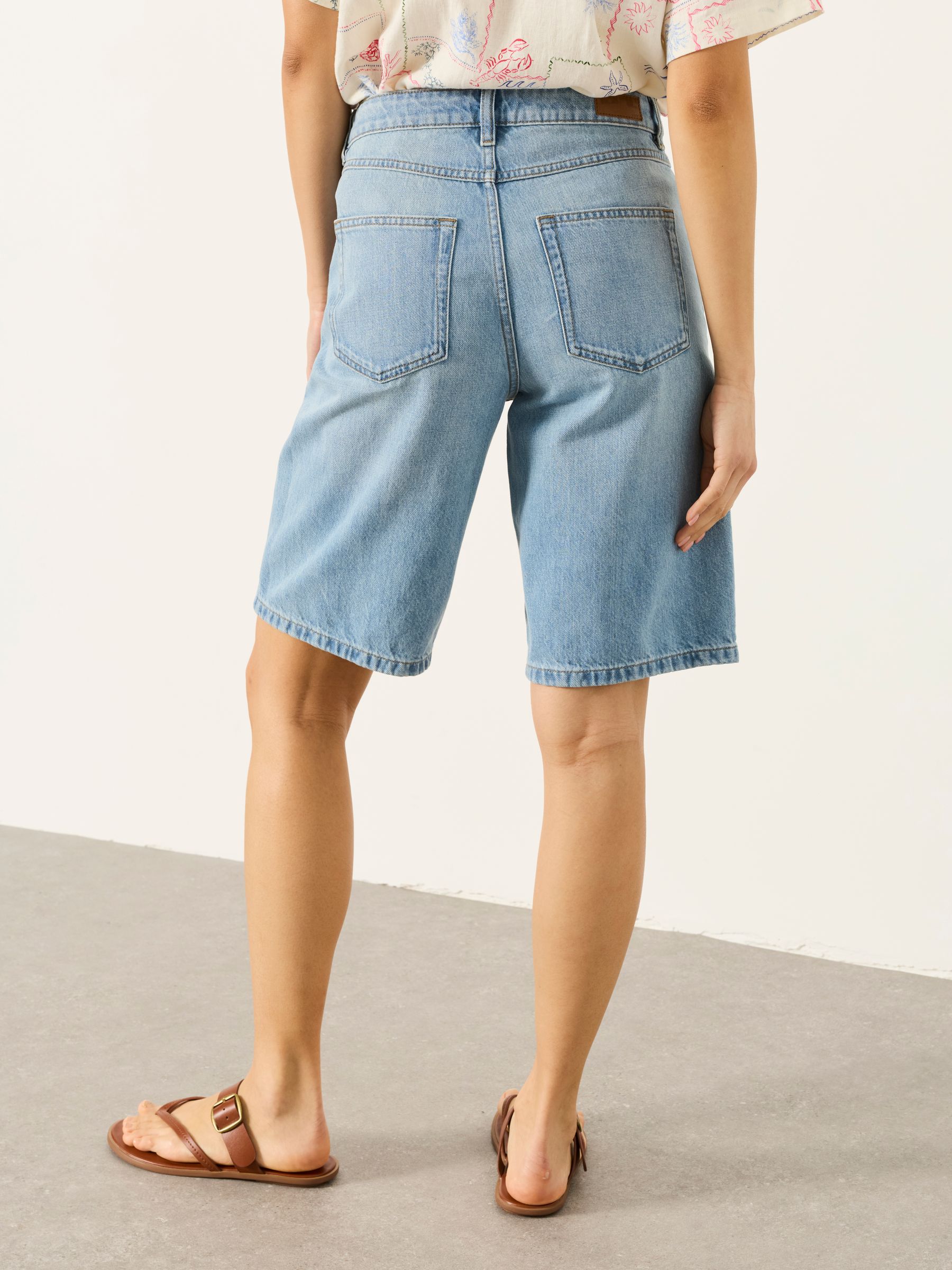 Jordan Denim Lightwash Longline Denim Shorts - Image 2 of 5 Jordan Denim Lightwash Longline Denim Shorts - Image 2 of 5
