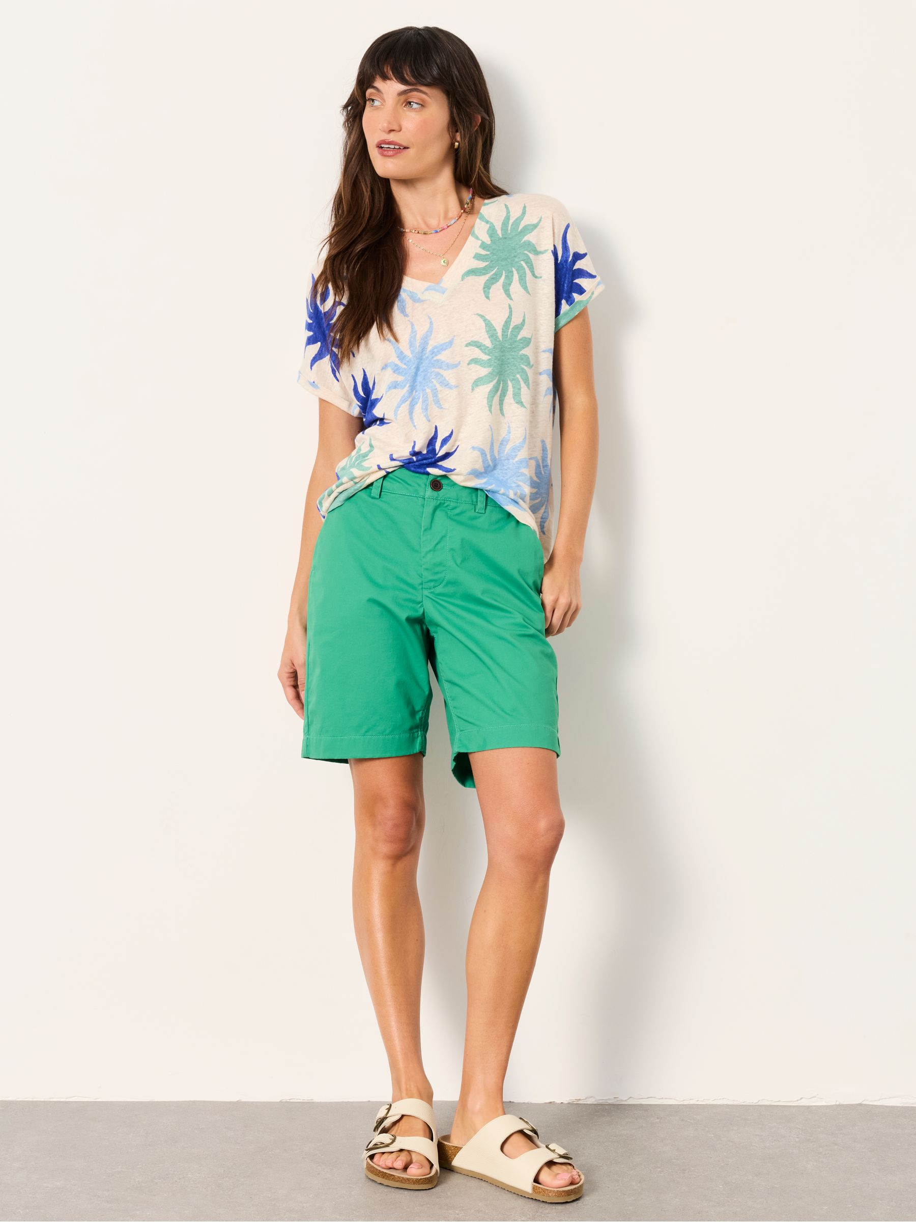 Sandown Bright Green Longline Chino Shorts - Image 3 of 5
