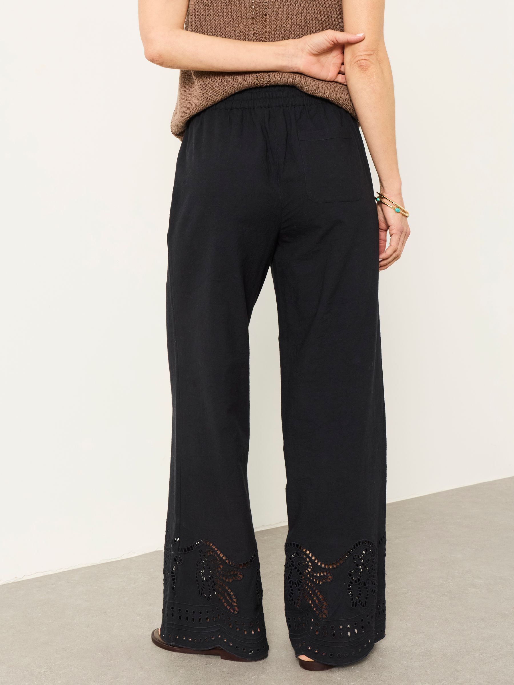 Amberly Black Embroidered Wide Leg Trousers - Image 4 of 8