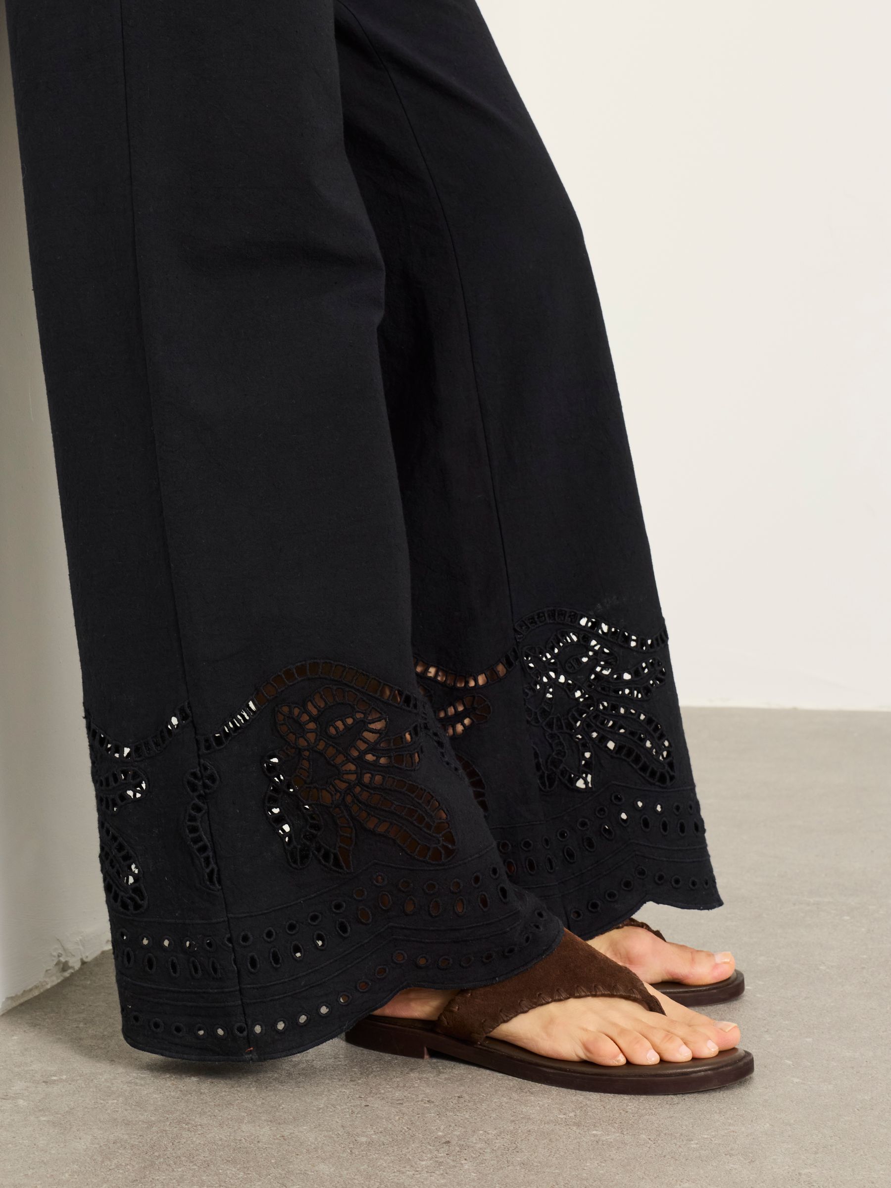 Amberly Black Embroidered Wide Leg Trousers - Image 5 of 8