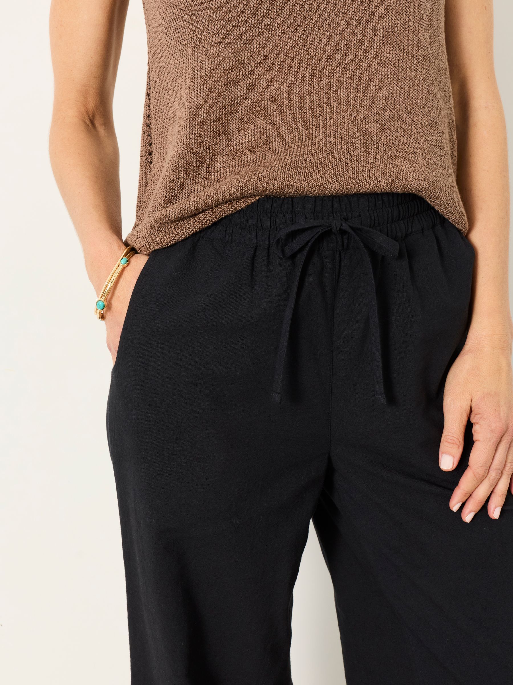 Amberly Black Embroidered Wide Leg Trousers - Image 6 of 8