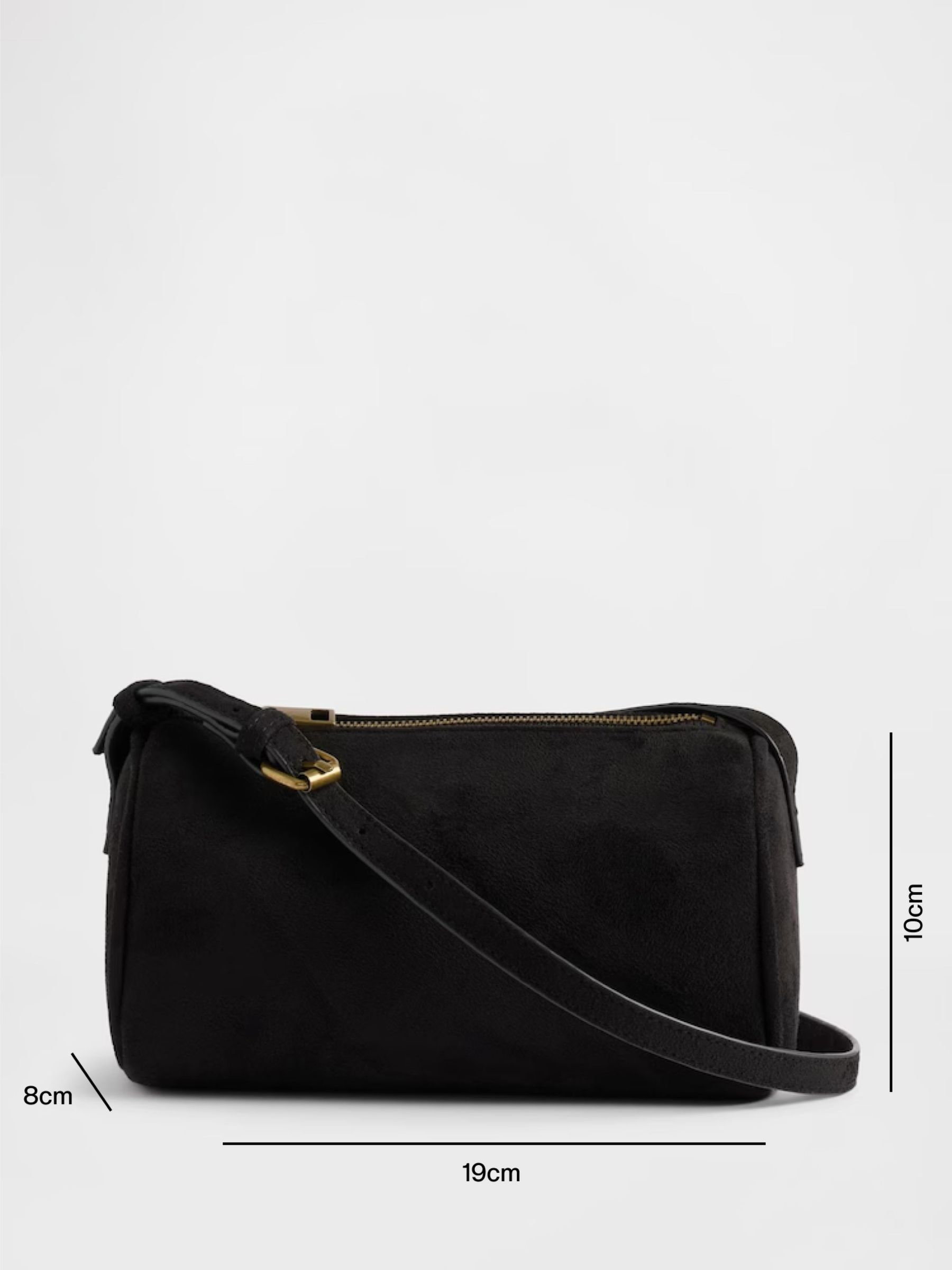 Black Vegan Suede Barrel Bag - Image 3 of 3