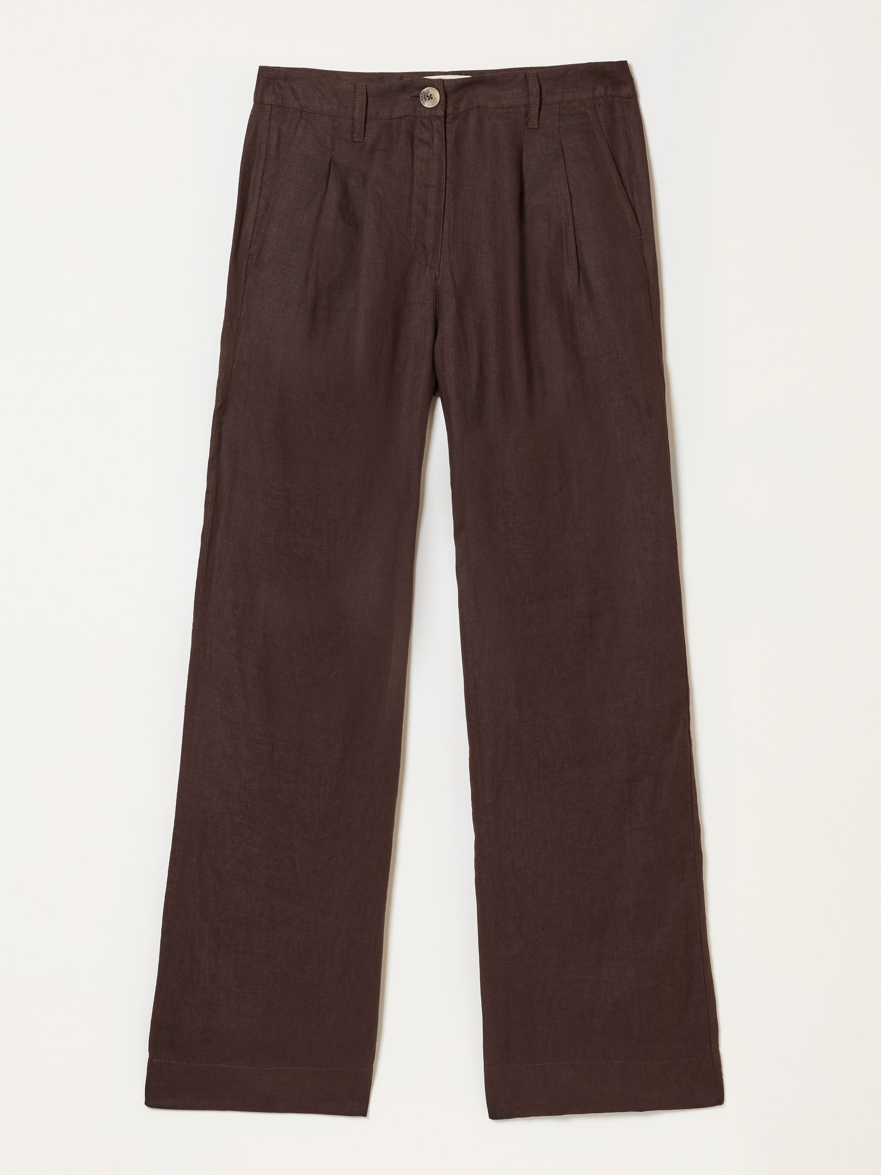 Arie Chocolate Brown Wide Leg Linen Trousers - Image 6 of 6