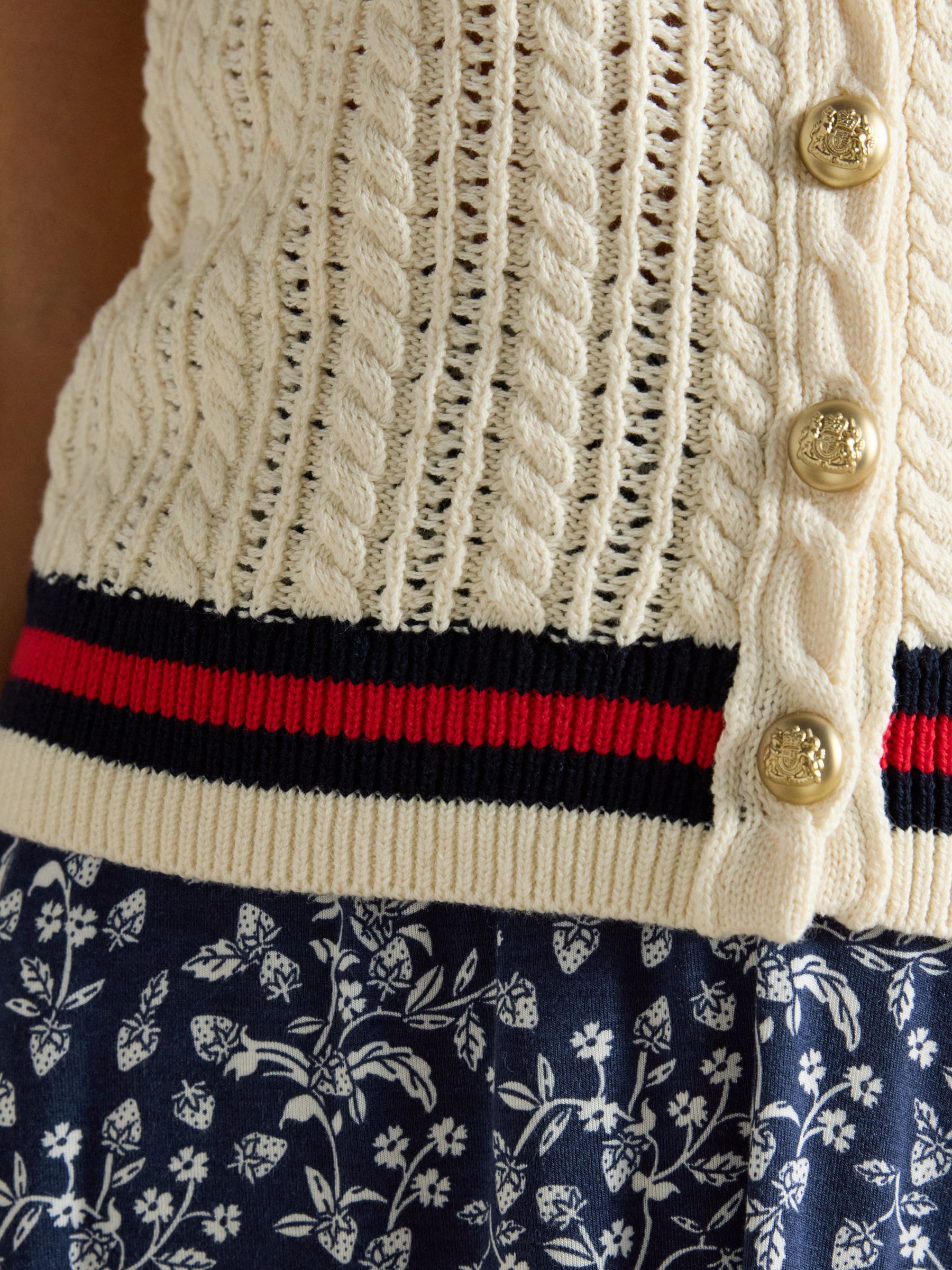 Cream Halter Neck Cotton Cable Knitted Vest - Image 3 of 8