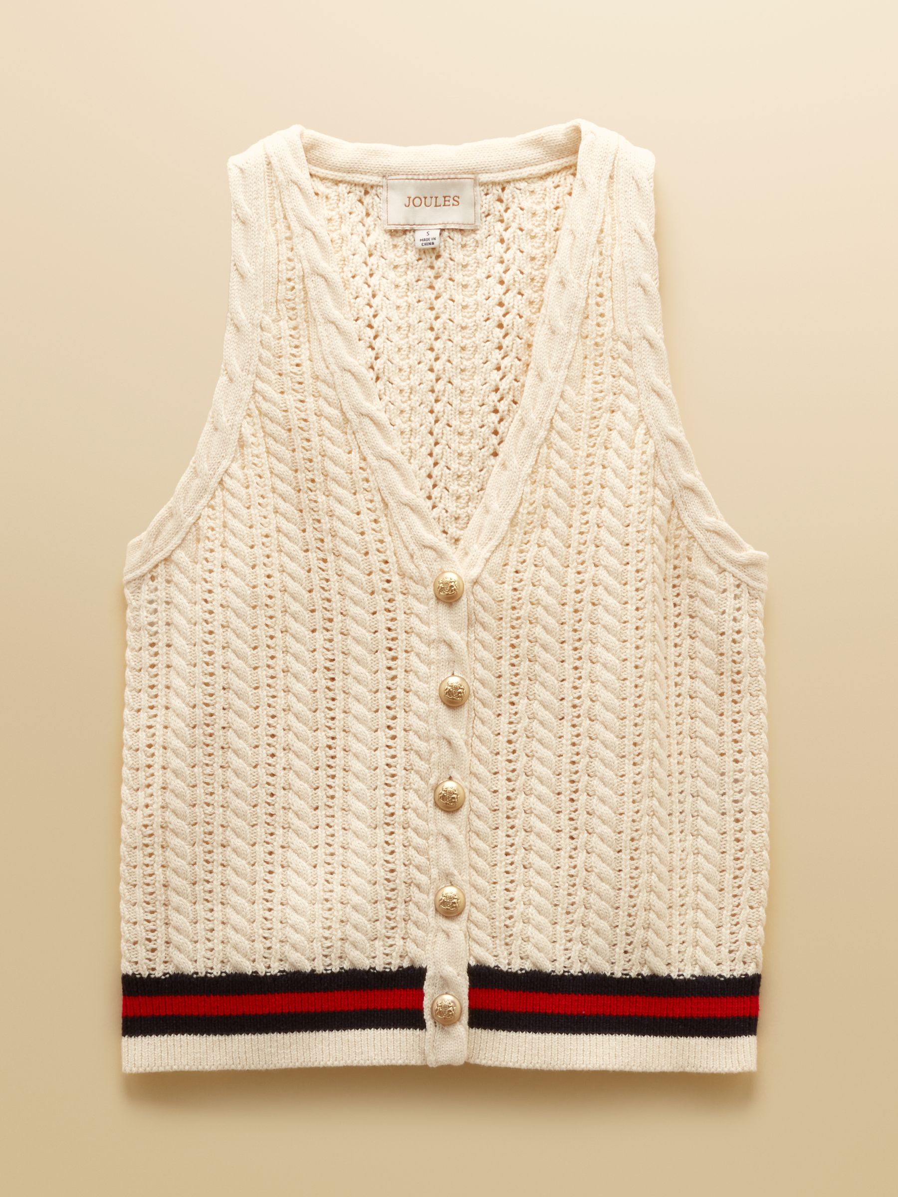 Cream Halter Neck Cotton Cable Knitted Vest - Image 8 of 8