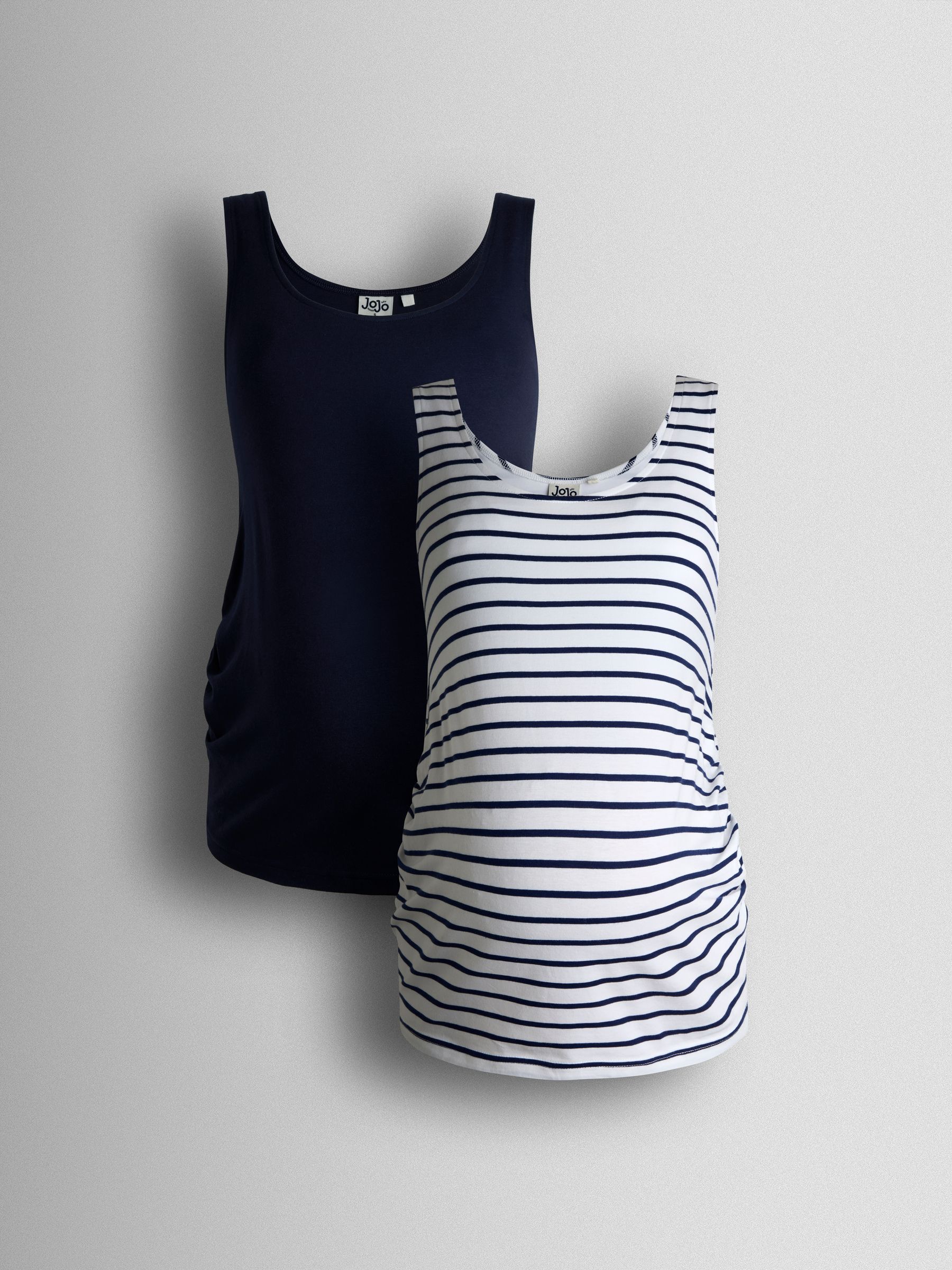 Navy Ecru Stripe 2-Pack Maternity Vest Tops - Image 1 of 10