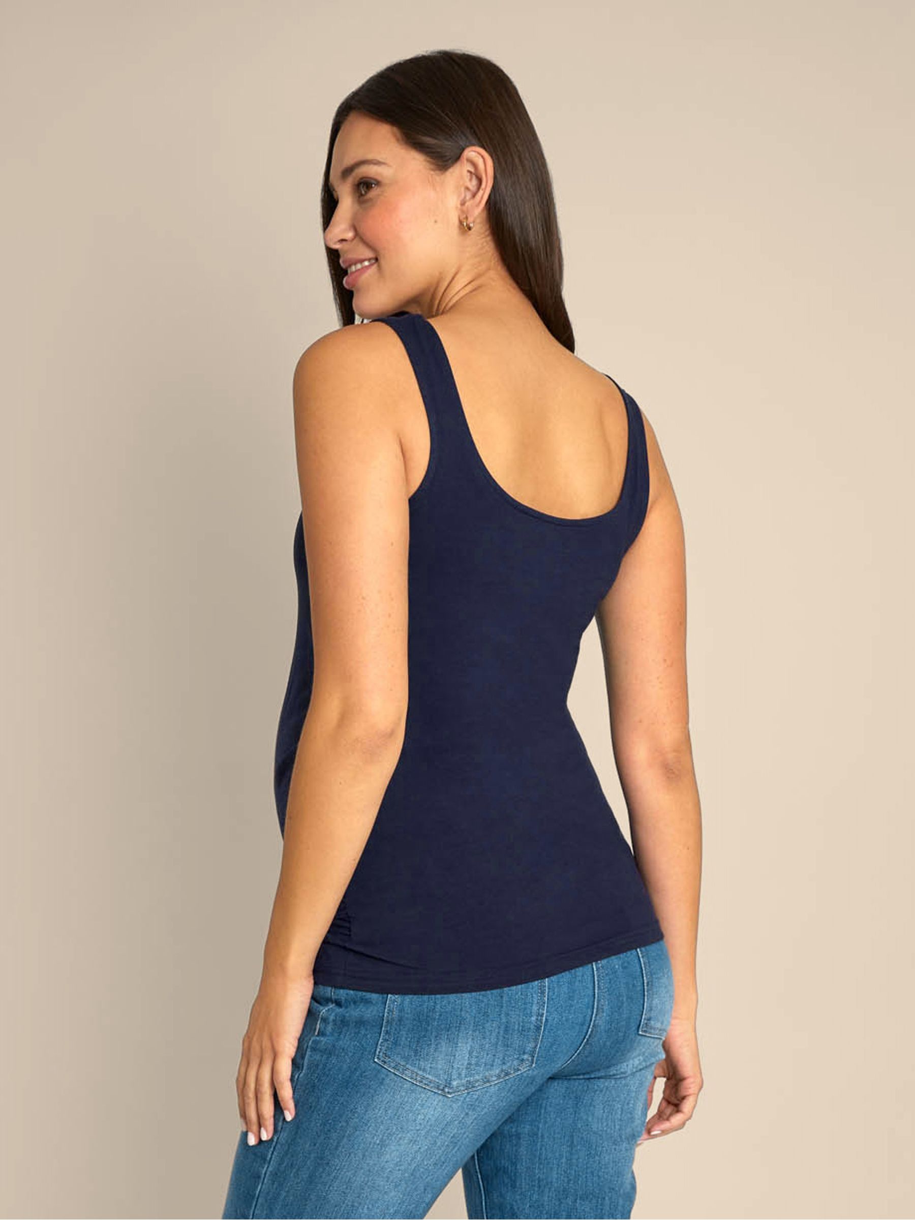 Navy Ecru Stripe 2-Pack Maternity Vest Tops - Image 6 of 10
