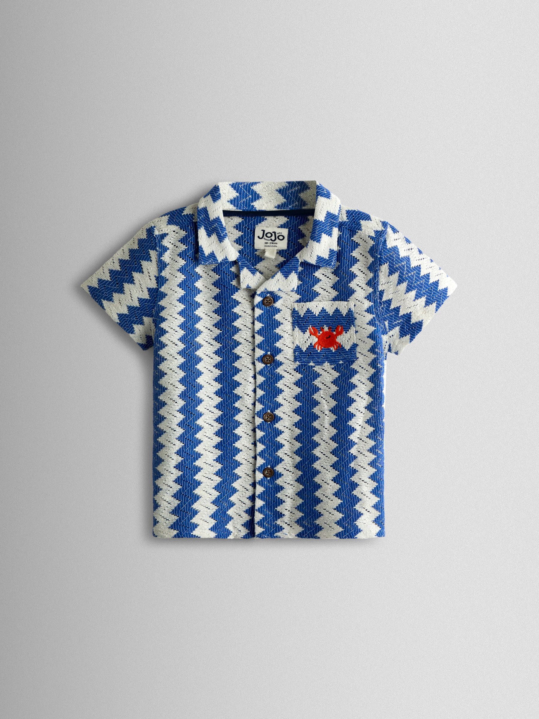 Blue Textured Shirt & Shorts Resort Set - Image 2 of 7