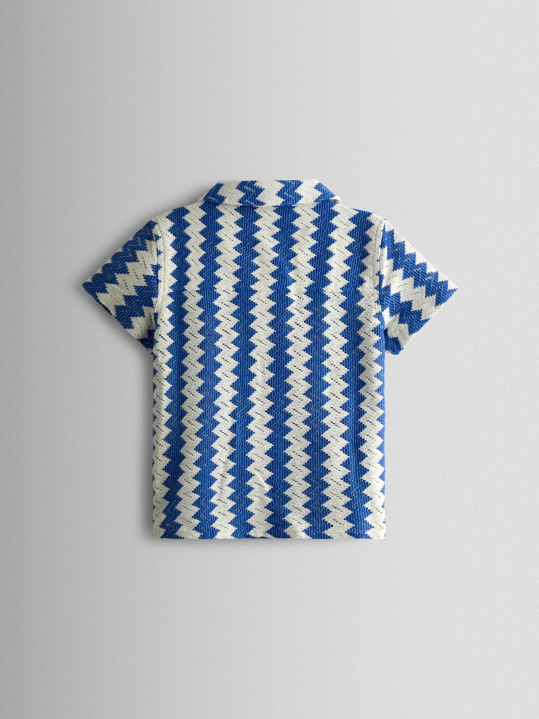 Blue Textured Shirt & Shorts Resort Set - Image 3 of 7