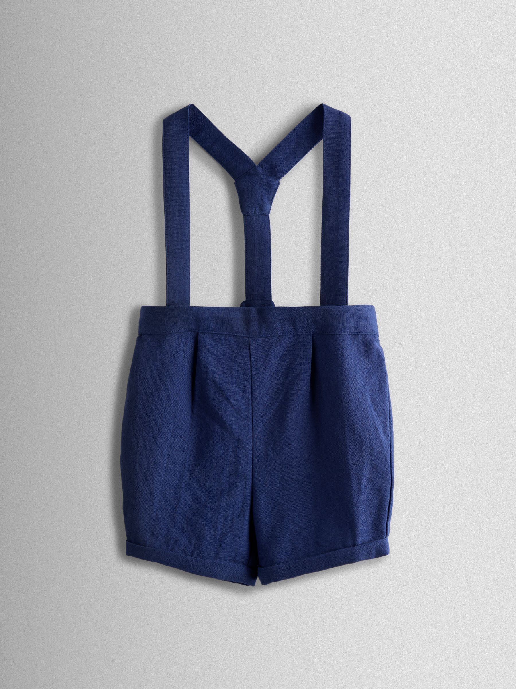Navy Blue Grandad Shirt & Shorts Set 2 Piece - Image 2 of 5