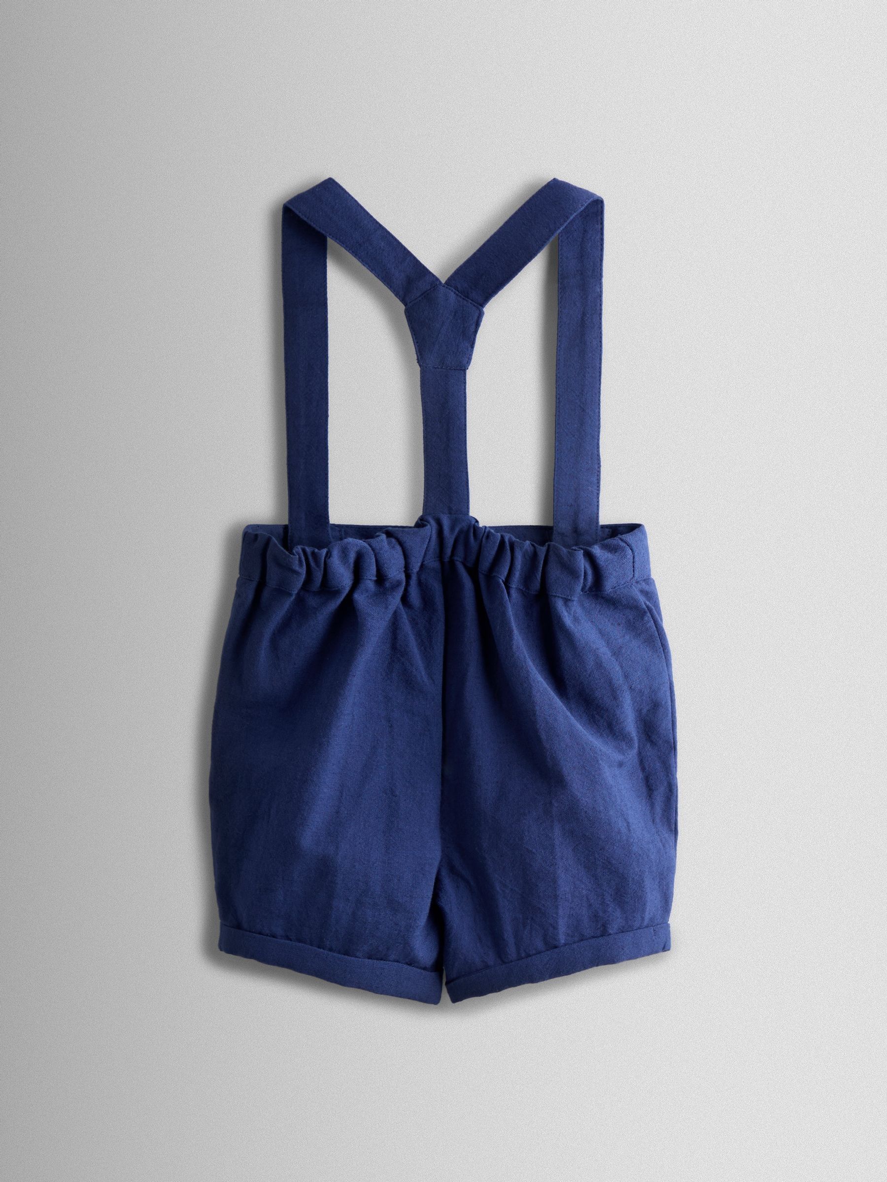 Navy Blue Grandad Shirt & Shorts Set 2 Piece - Image 3 of 5