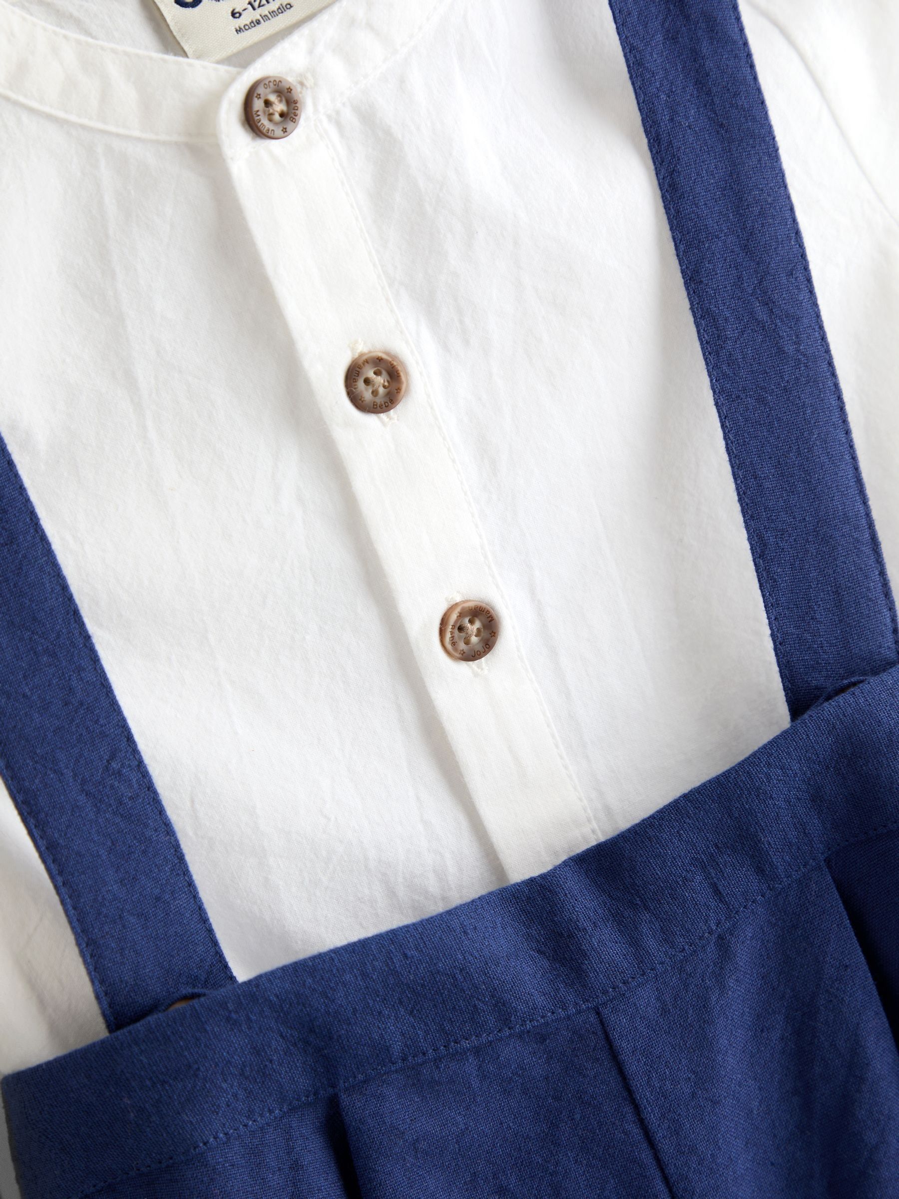 Navy Blue Grandad Shirt & Shorts Set 2 Piece - Image 5 of 5