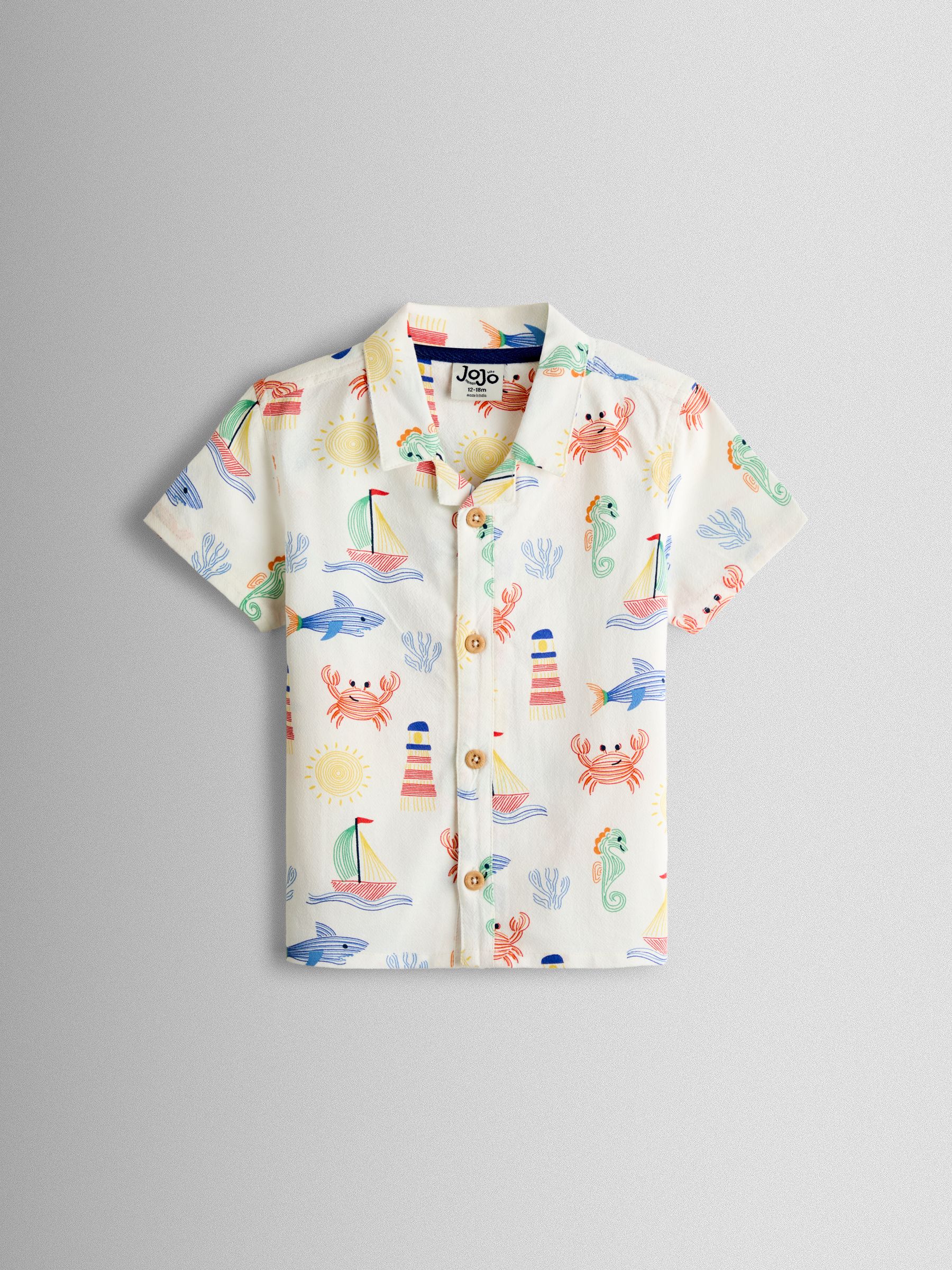 Cream Seaside 2-Piece Checkerboard Shirt & Shorts Set Mid Blue - Image 2 of 7