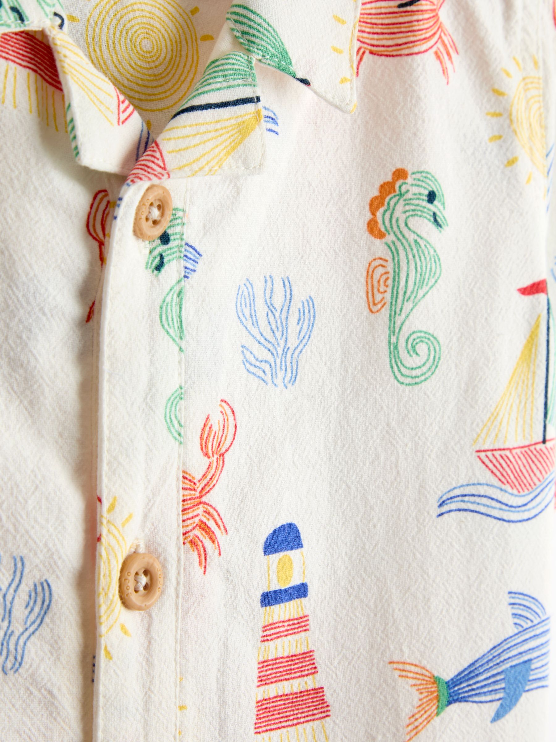 Cream Seaside 2-Piece Checkerboard Shirt & Shorts Set Mid Blue - Image 6 of 7