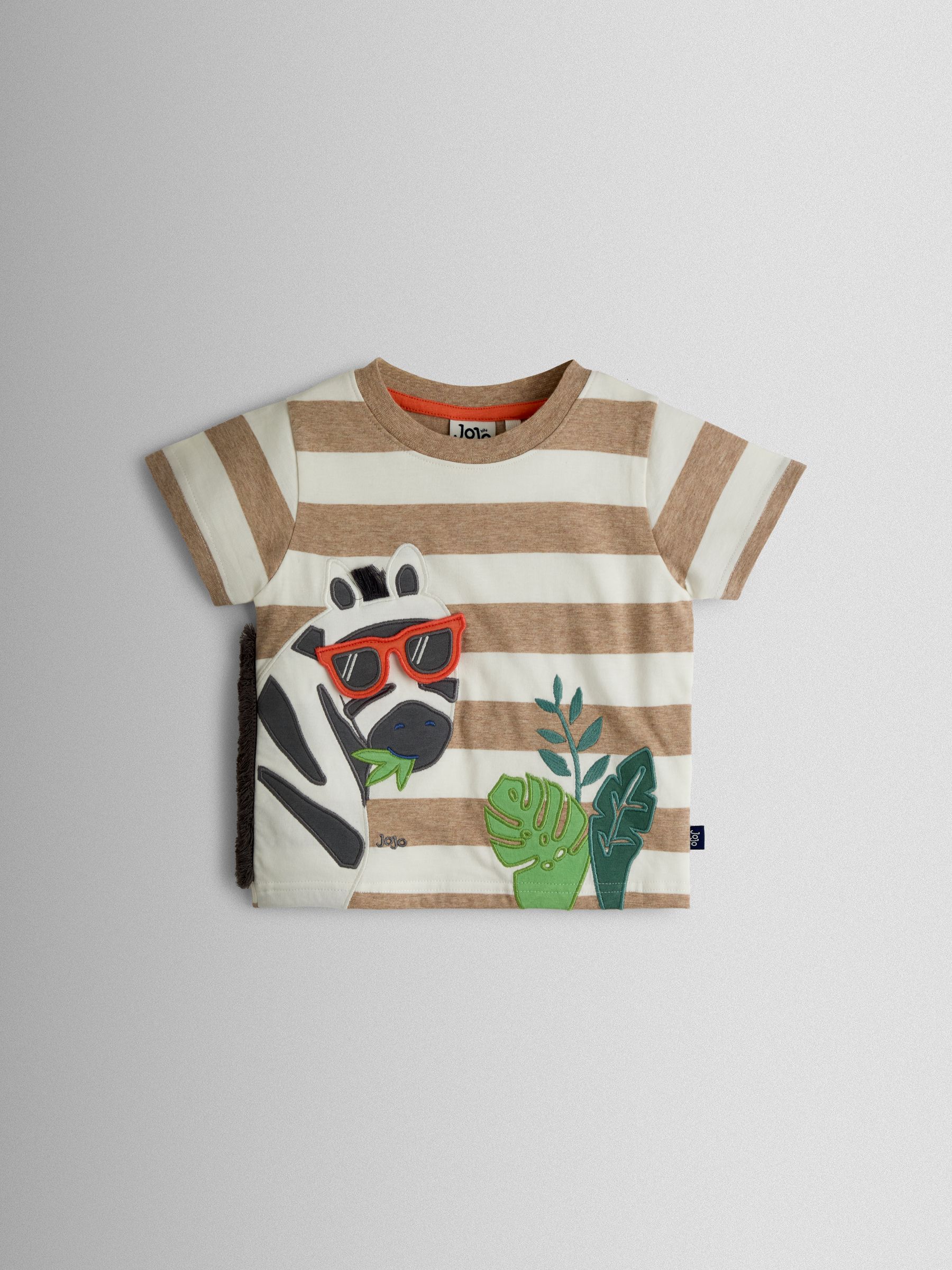 Charcoal Grey Zebra 2-Piece Appliqué T-Shirt & Shorts Set - Image 2 of 7