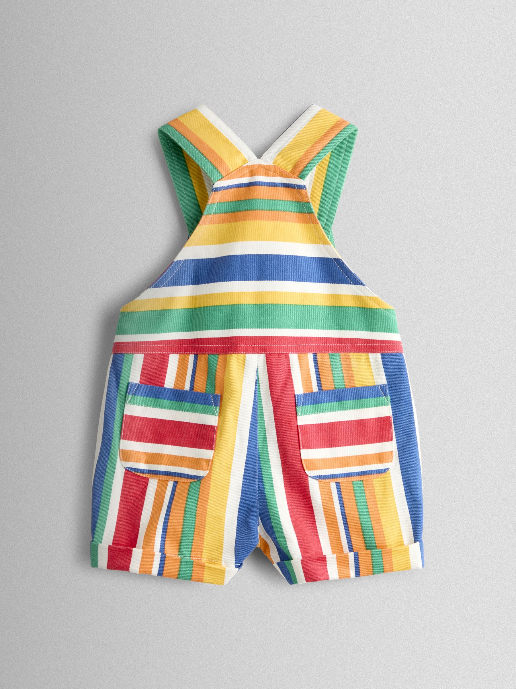 Multi Colour 2-Piece Twill Dungaree Set & T-Shirt - Image 4 of 7