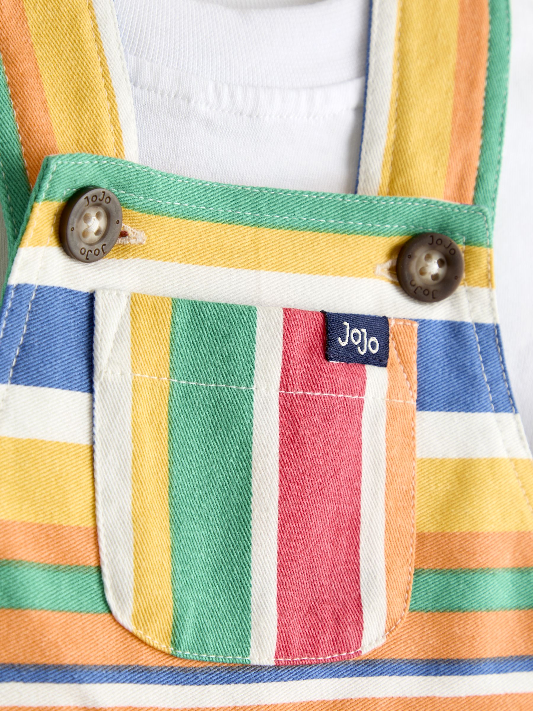 Multi Colour 2-Piece Twill Dungaree Set & T-Shirt - Image 7 of 7