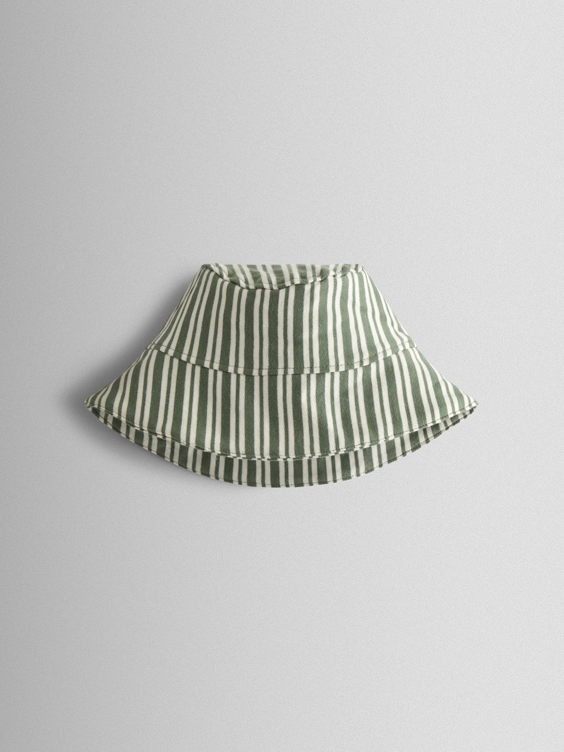 Green 3-Piece Stripe Dungarees & T-Shirt Set with Hat - Image 6 of 8