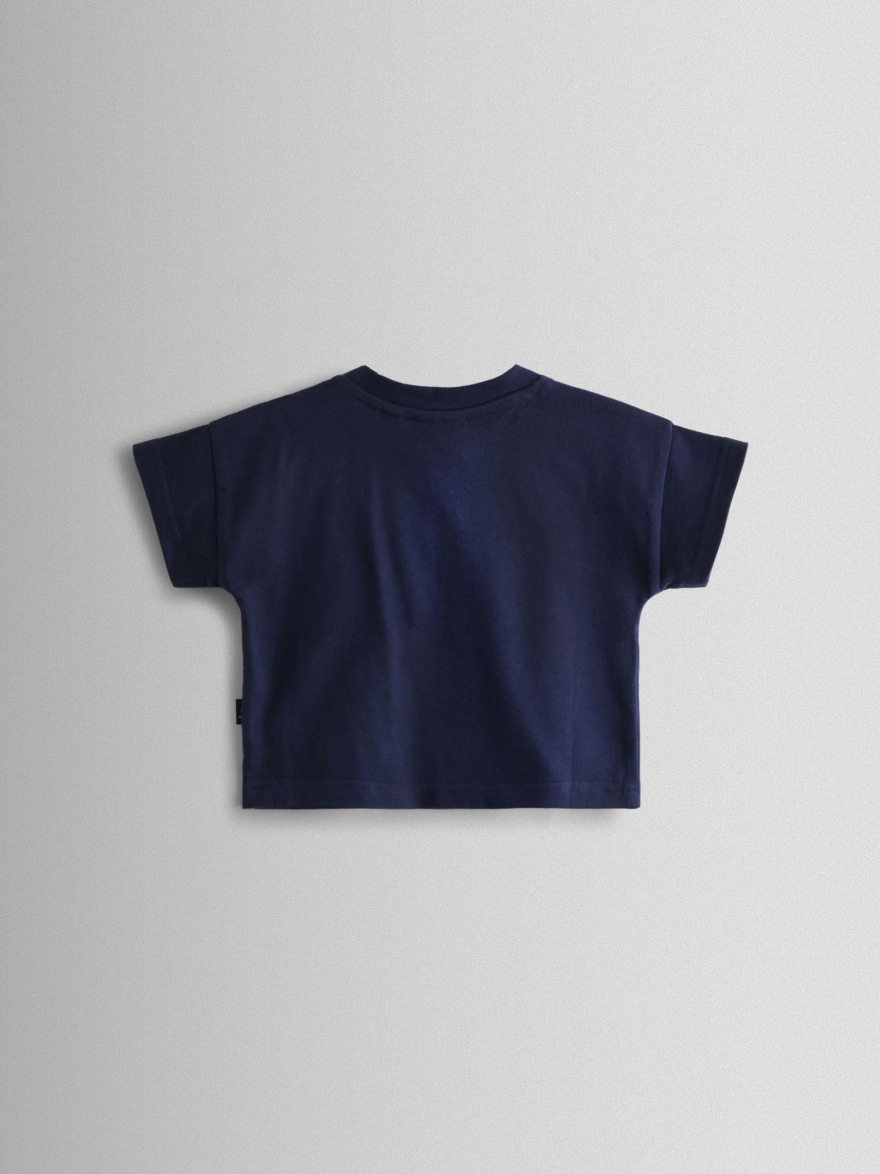 Navy Blue Stripe Dungarees, T-Shirt & Hat 3-Piece Set - Image 3 of 8