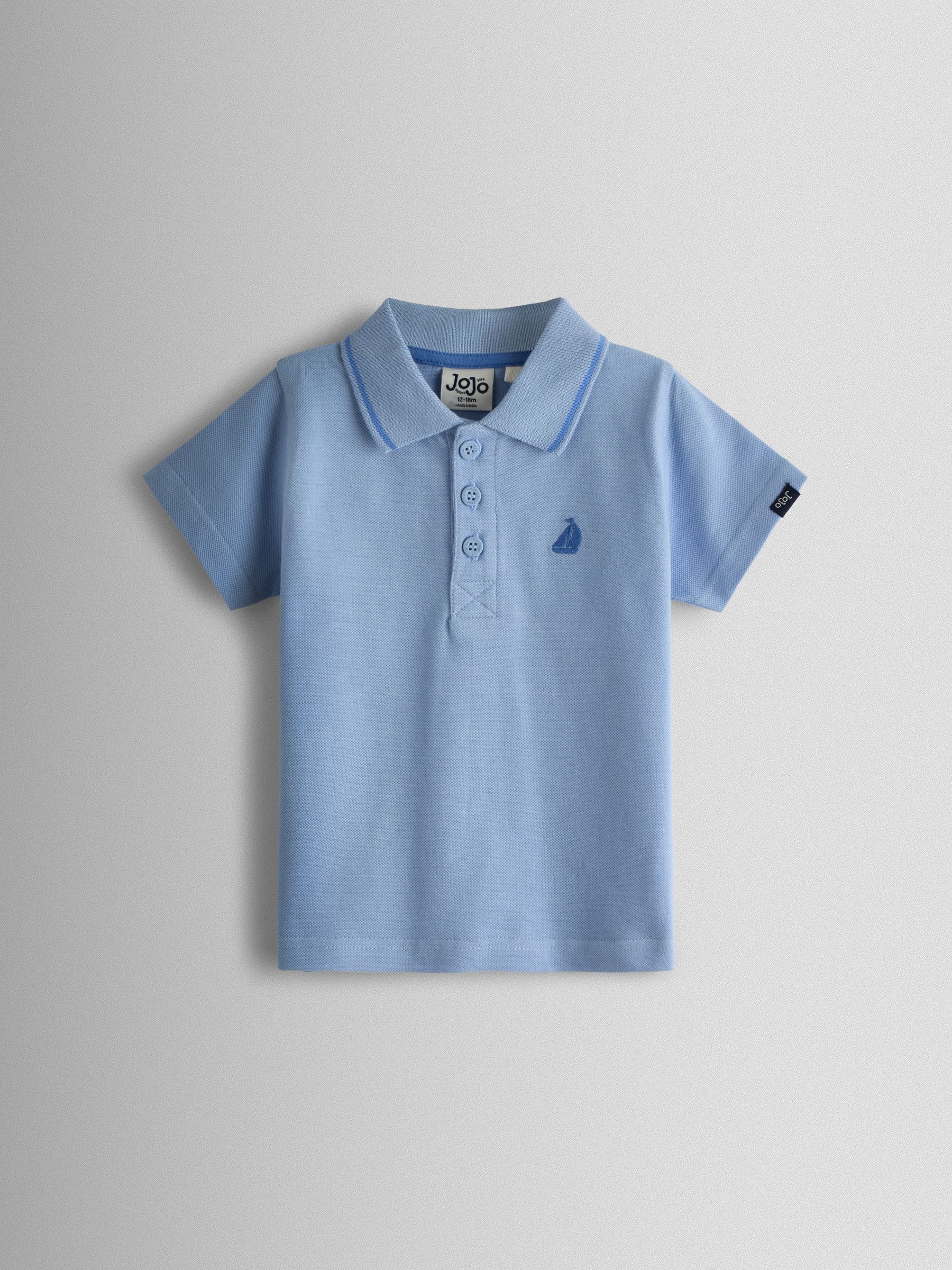 Blue Plain Polo Shirt - Image 1 of 3 Blue Plain Polo Shirt - Image 1 of 3