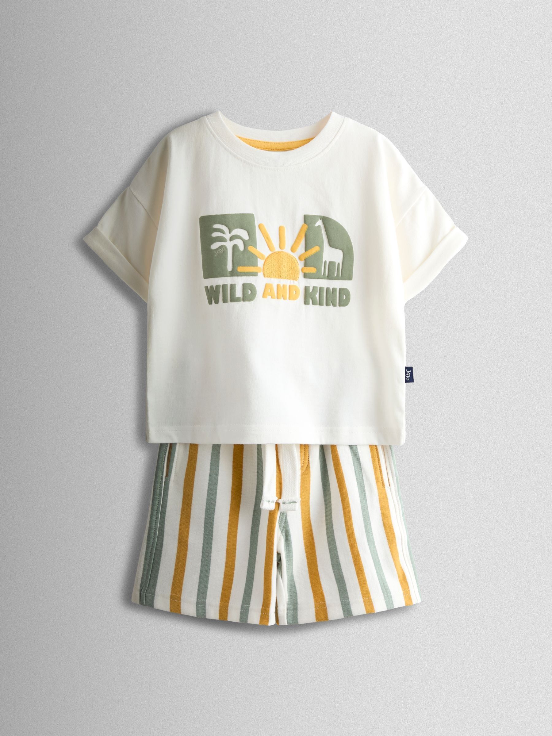 Cream 2-Piece Safari Printed T-Shirt & Shorts Set - Image 1 of 6 Cream 2-Piece Safari Printed T-Shirt & Shorts Set - Image 1 of 6