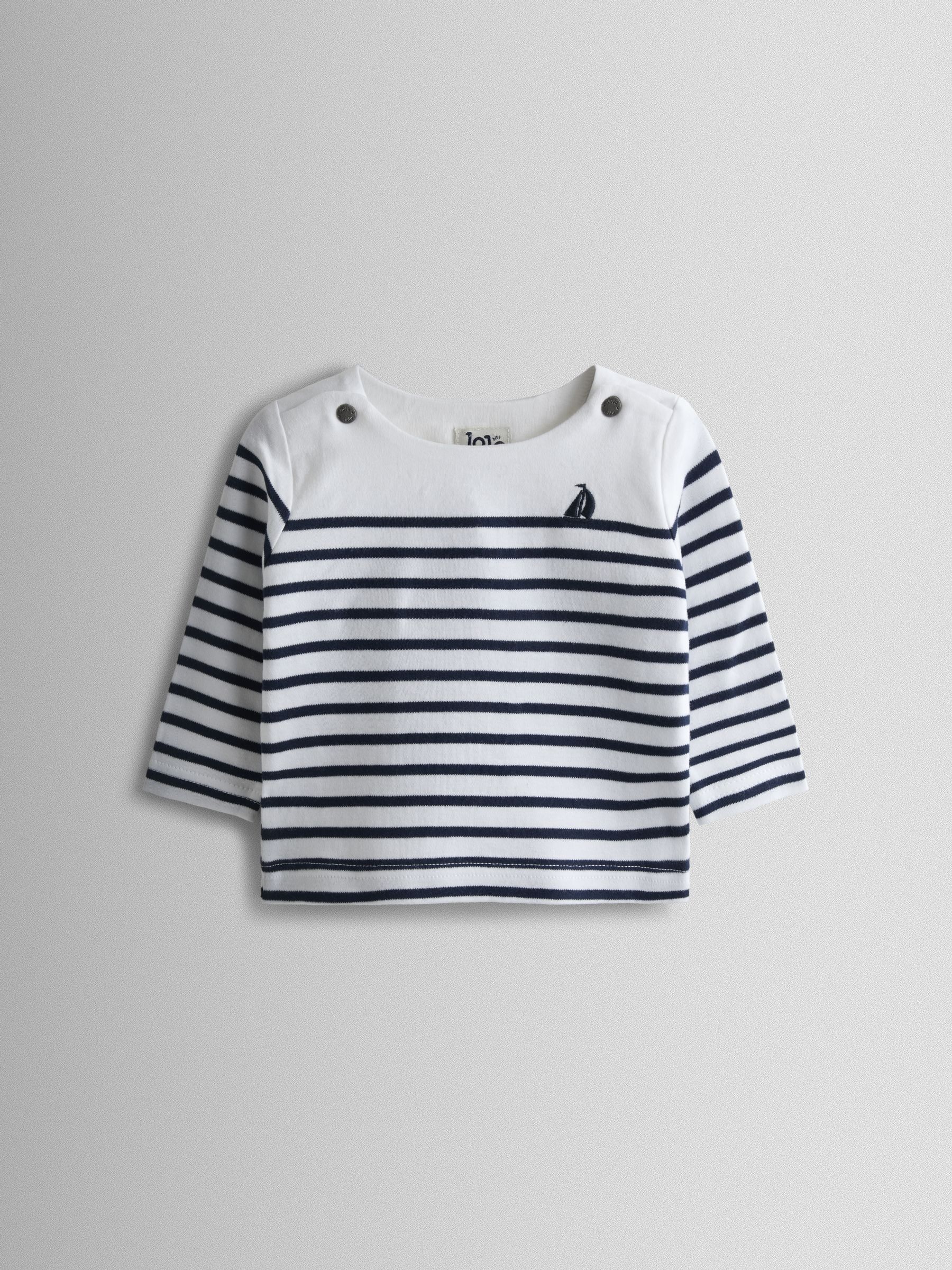 White & Navy Breton Stripe Top - Image 1 of 3