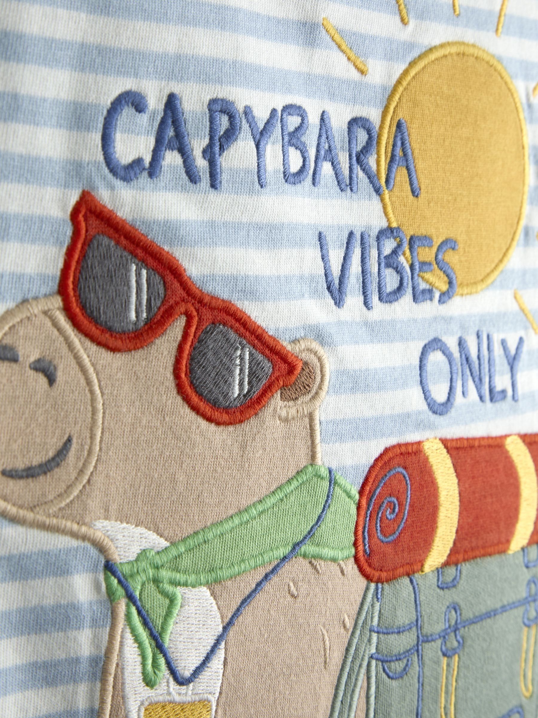 Blue Capybara Character Appliqué T-Shirt - Image 3 of 3