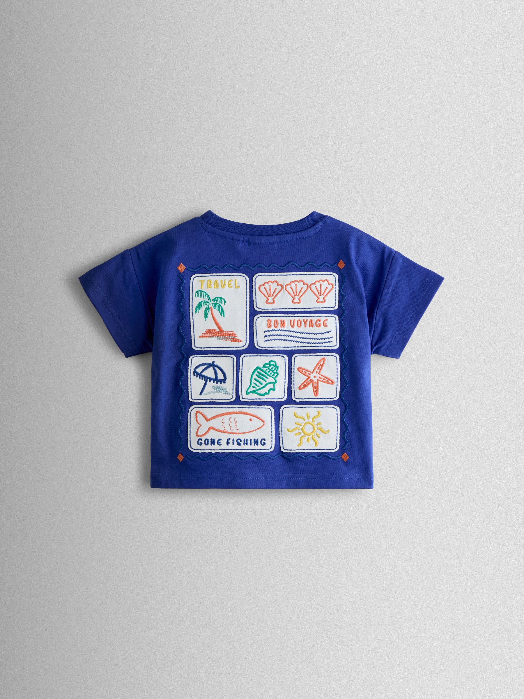 Blue Seaside Stamp Graphic T-Shirt - Image 2 of 3