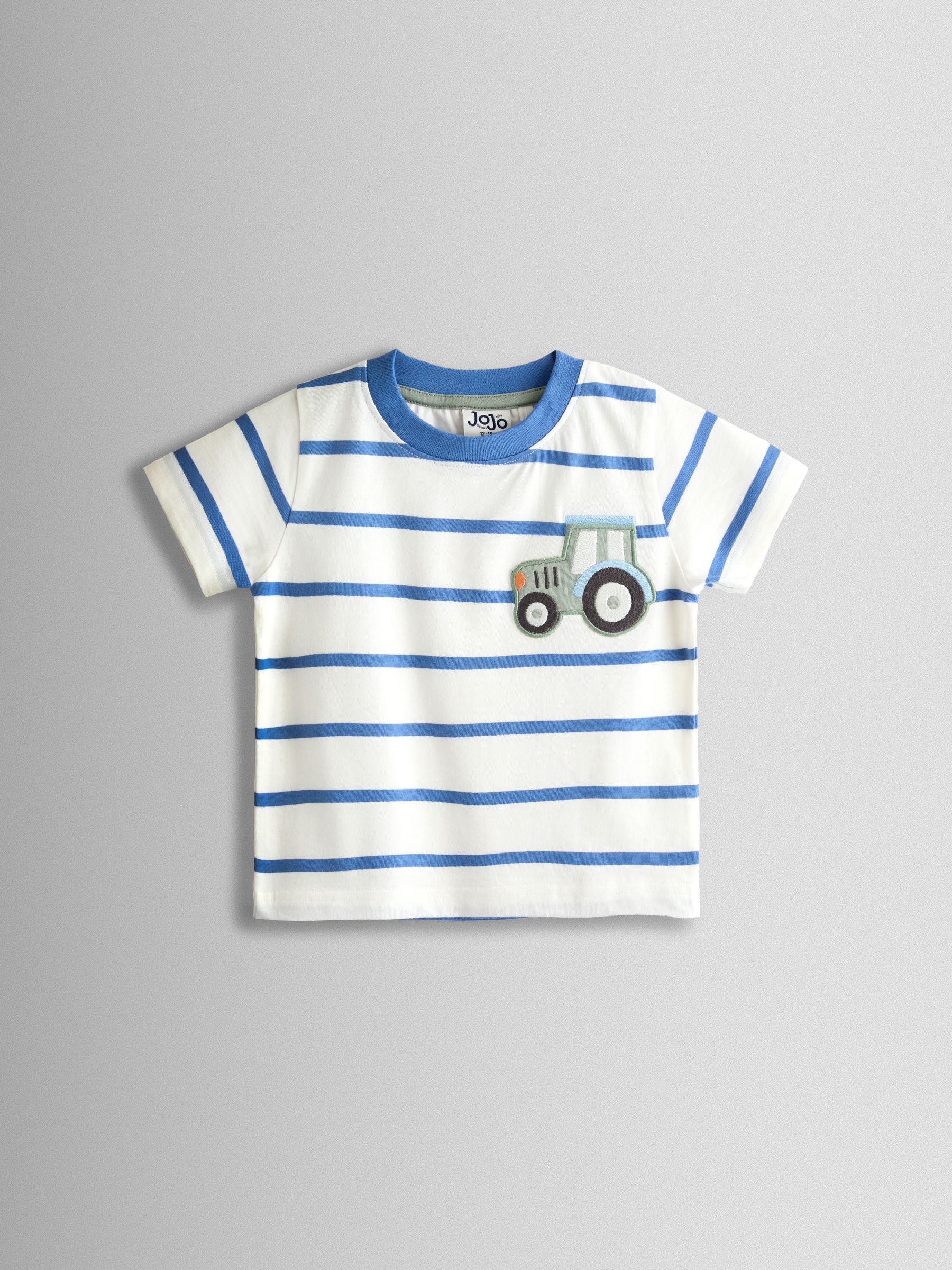 White & Blue Tractor Pocket Appliqué T-Shirt - Image 1 of 3